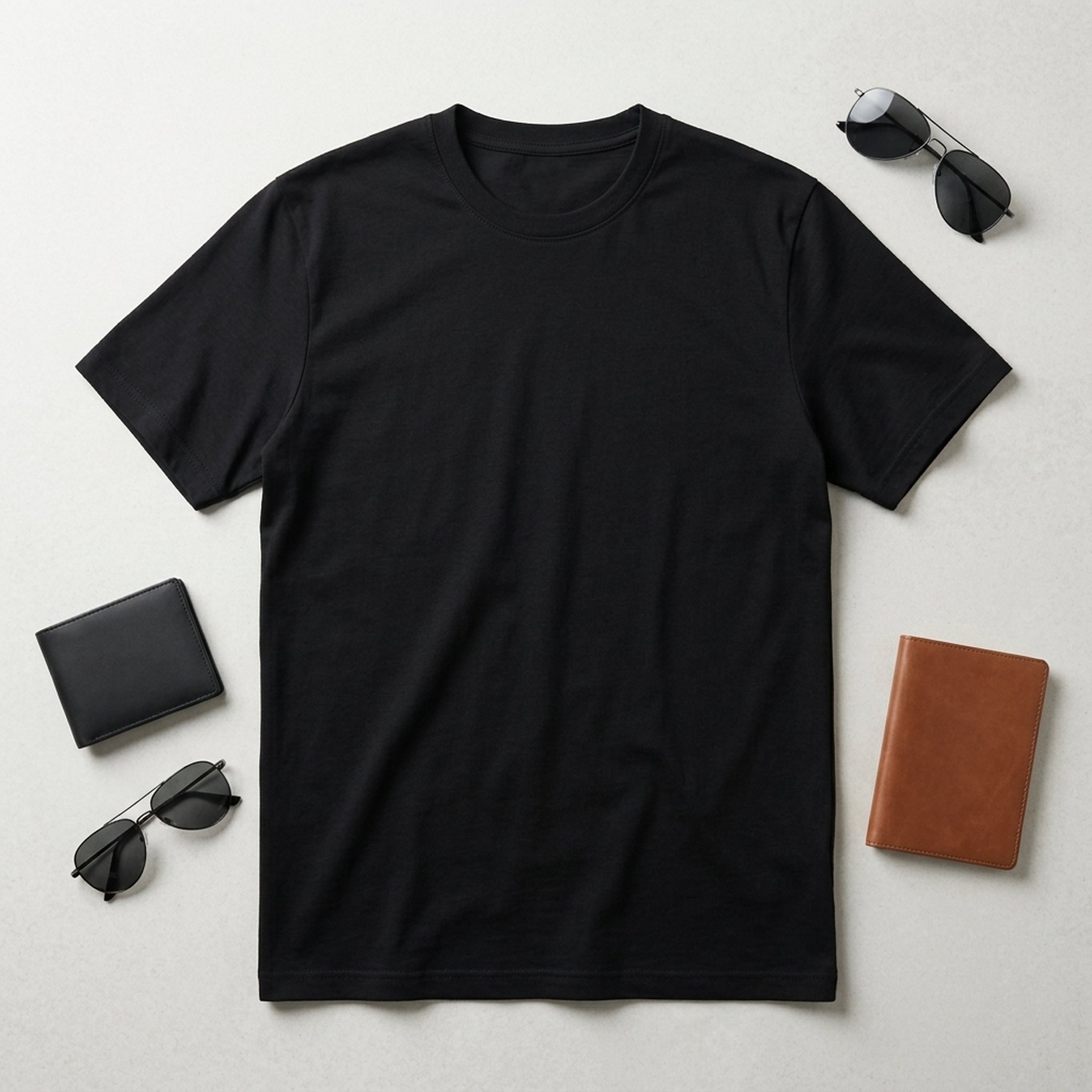Men's Classic Black Crew Neck T-Shirt 4