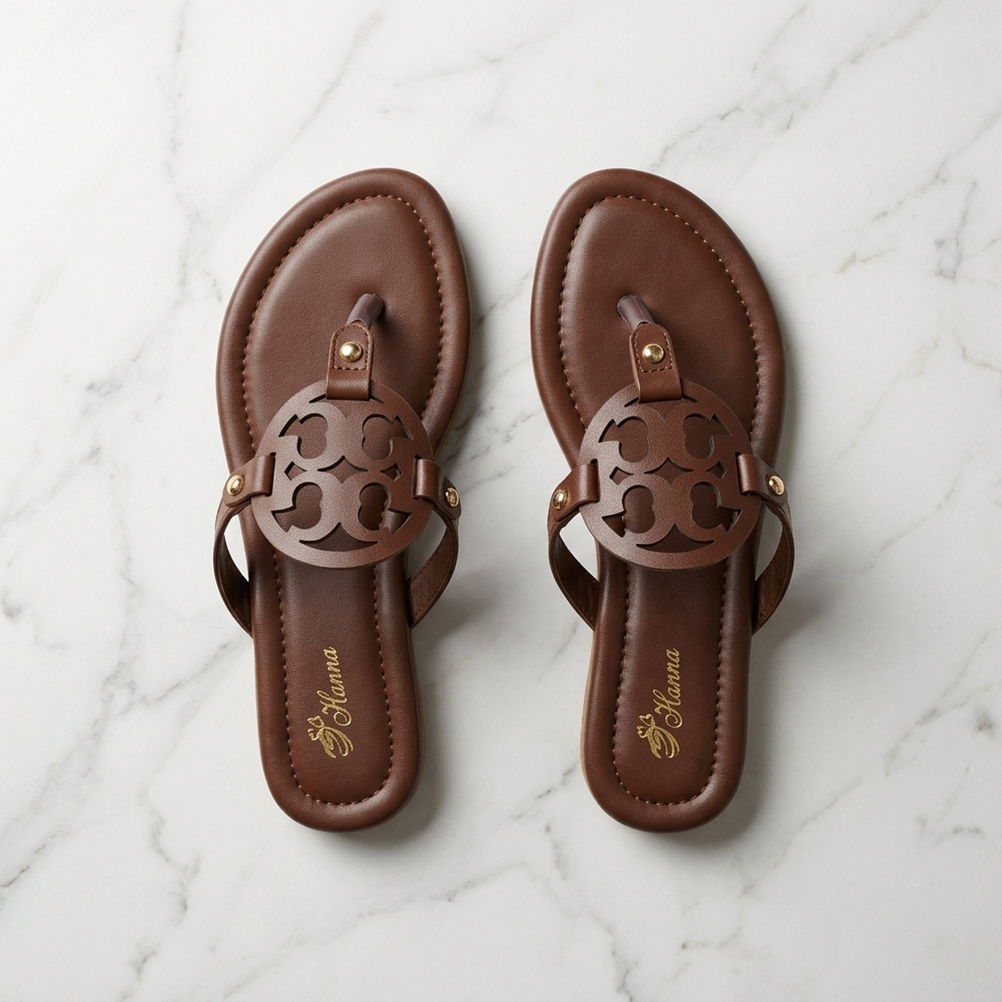 Lucky footwear Brown Decorative Thong Flat Sandals 3