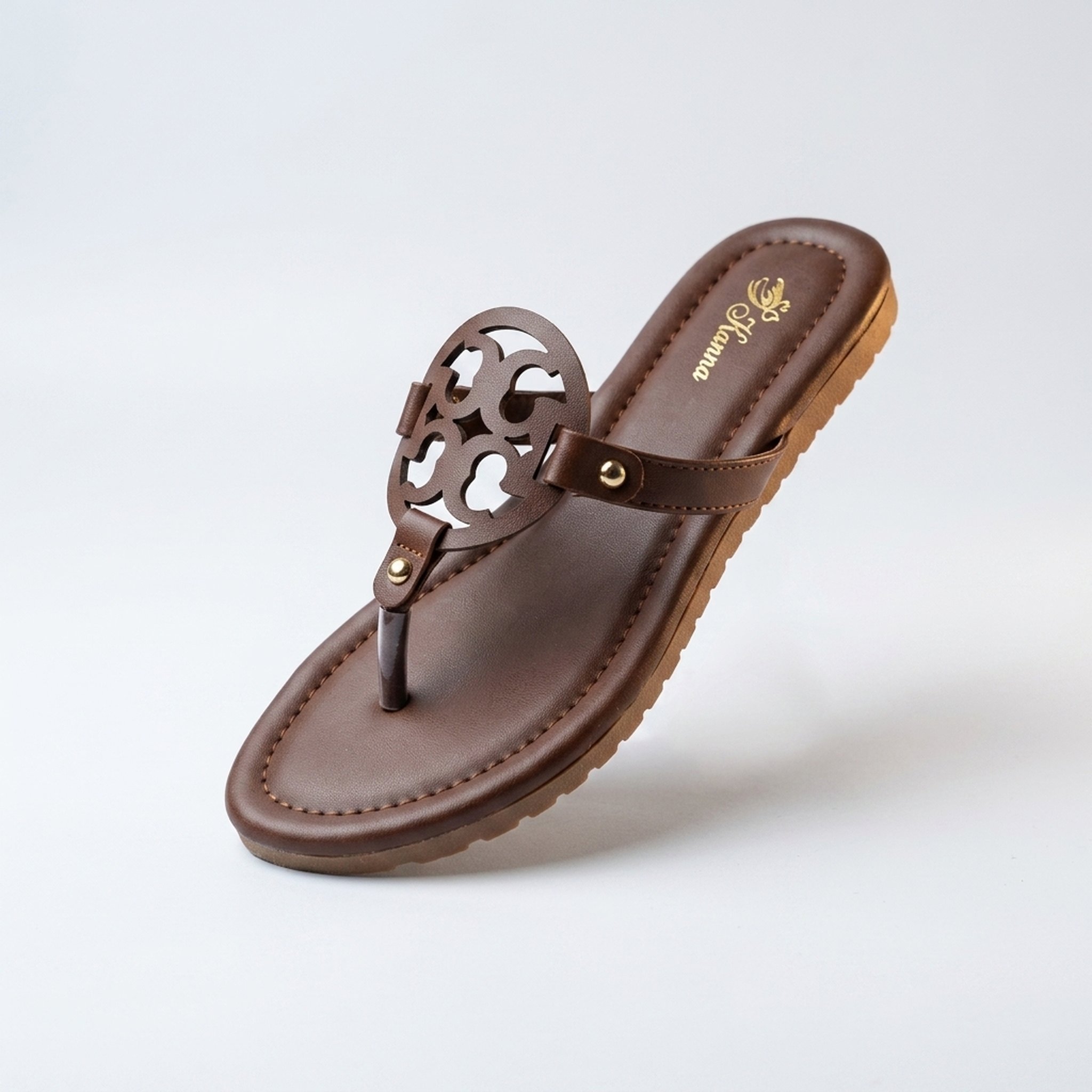 Lucky footwear Brown Decorative Thong Flat Sandals 2