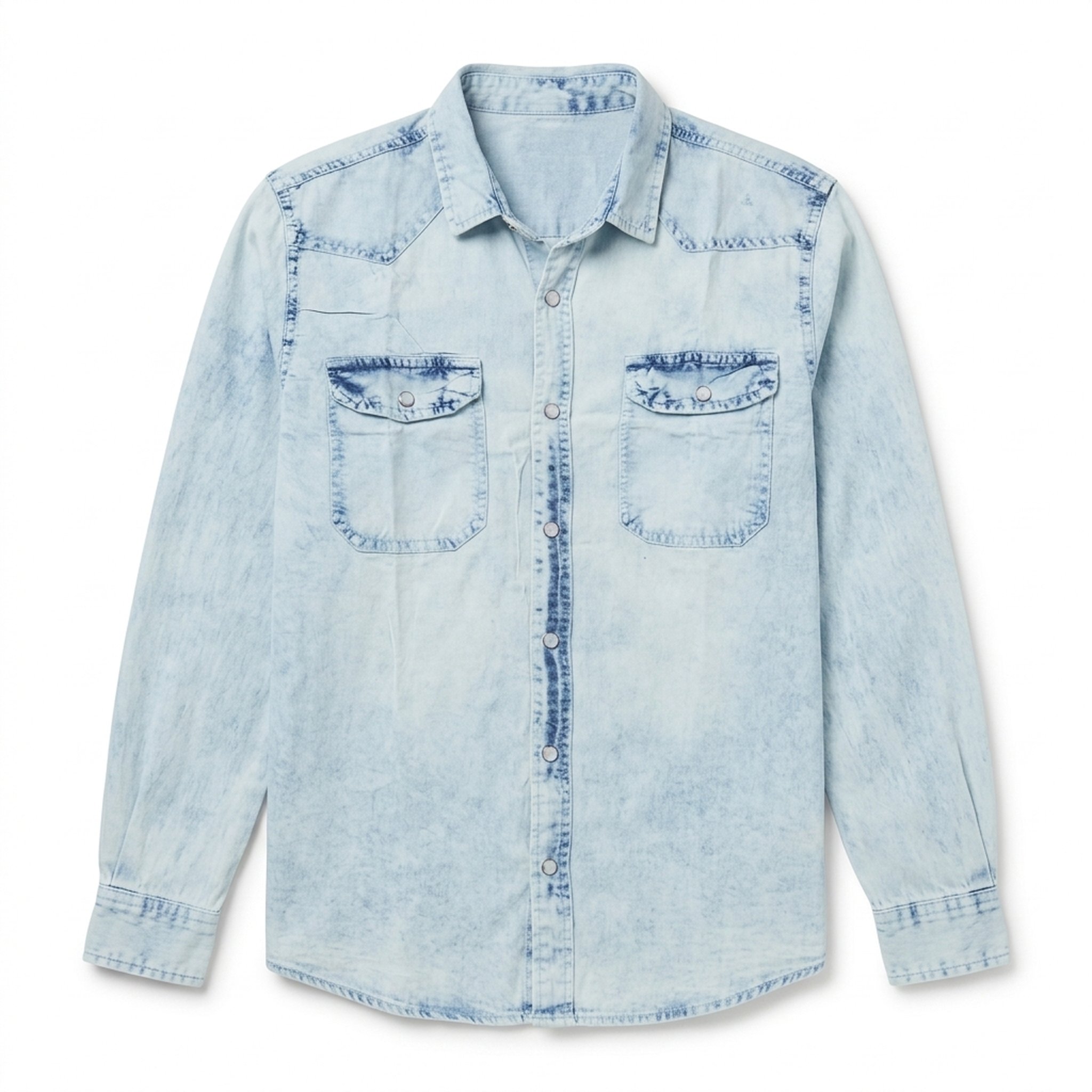 Men's Light Blue Washed Denim Shirt