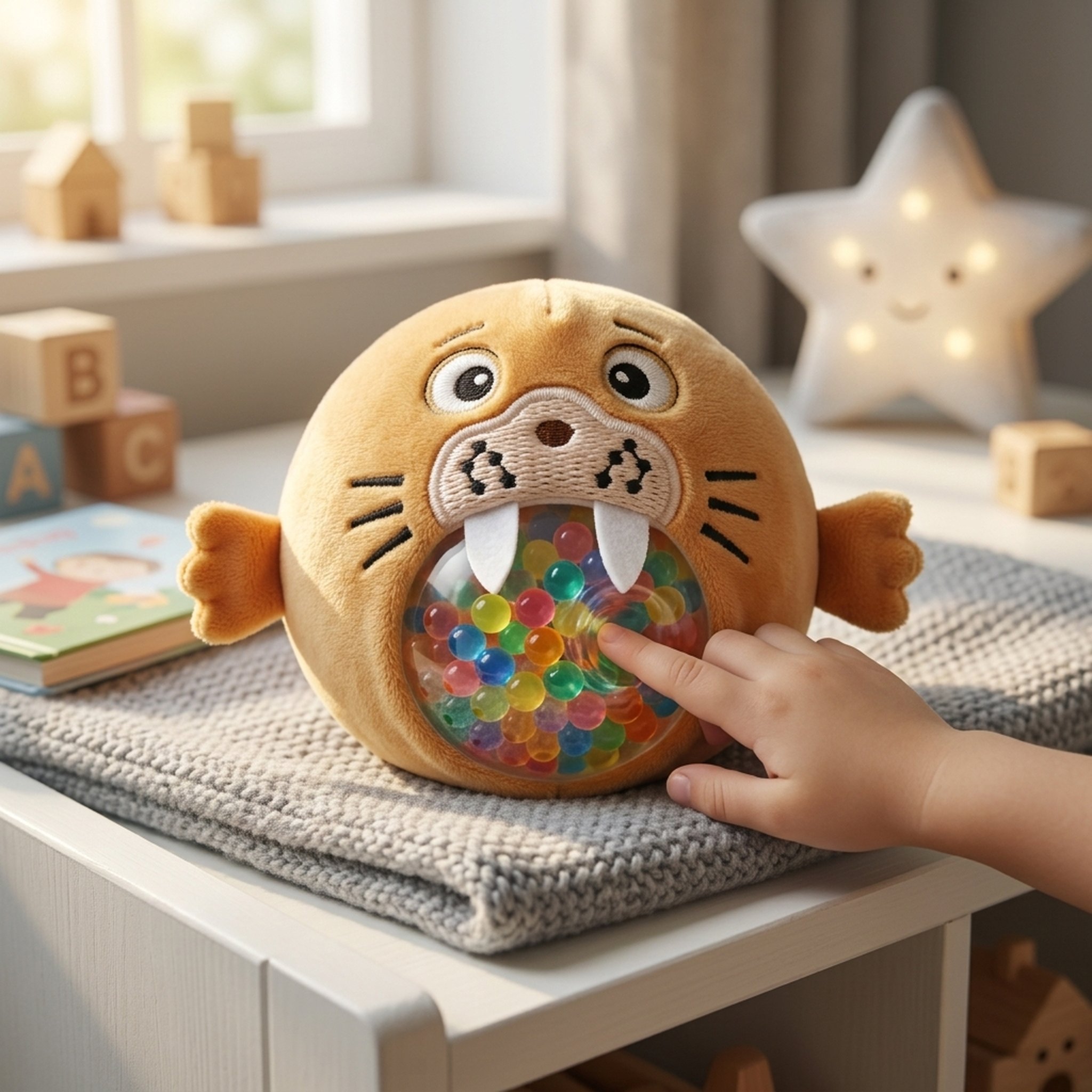 JustDreamIn Soft Walrus Sensory Squeeze Toy