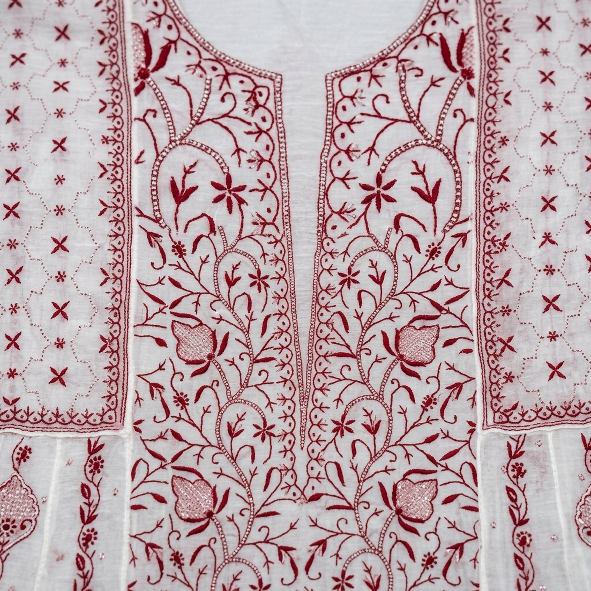 Lucknowi Khazana Emporium Women's White Embroidered Anarkali Kurta Set 3
