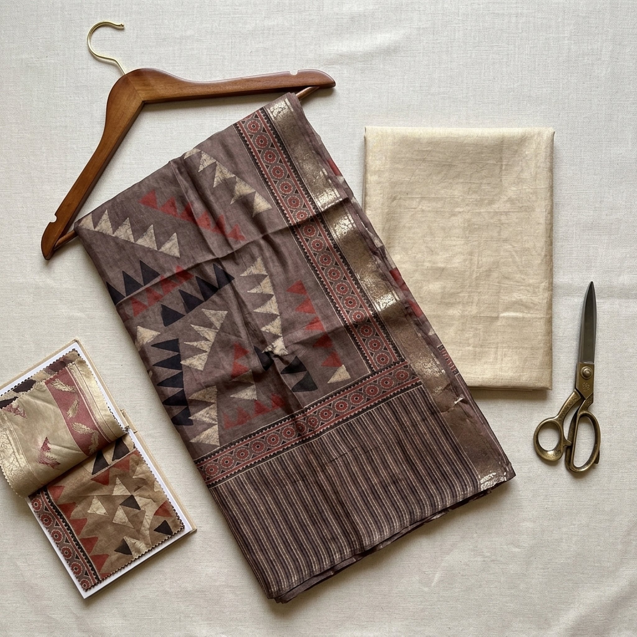 Pure Hand Ajrakh Duppatta with pure Tissue jacquard 3