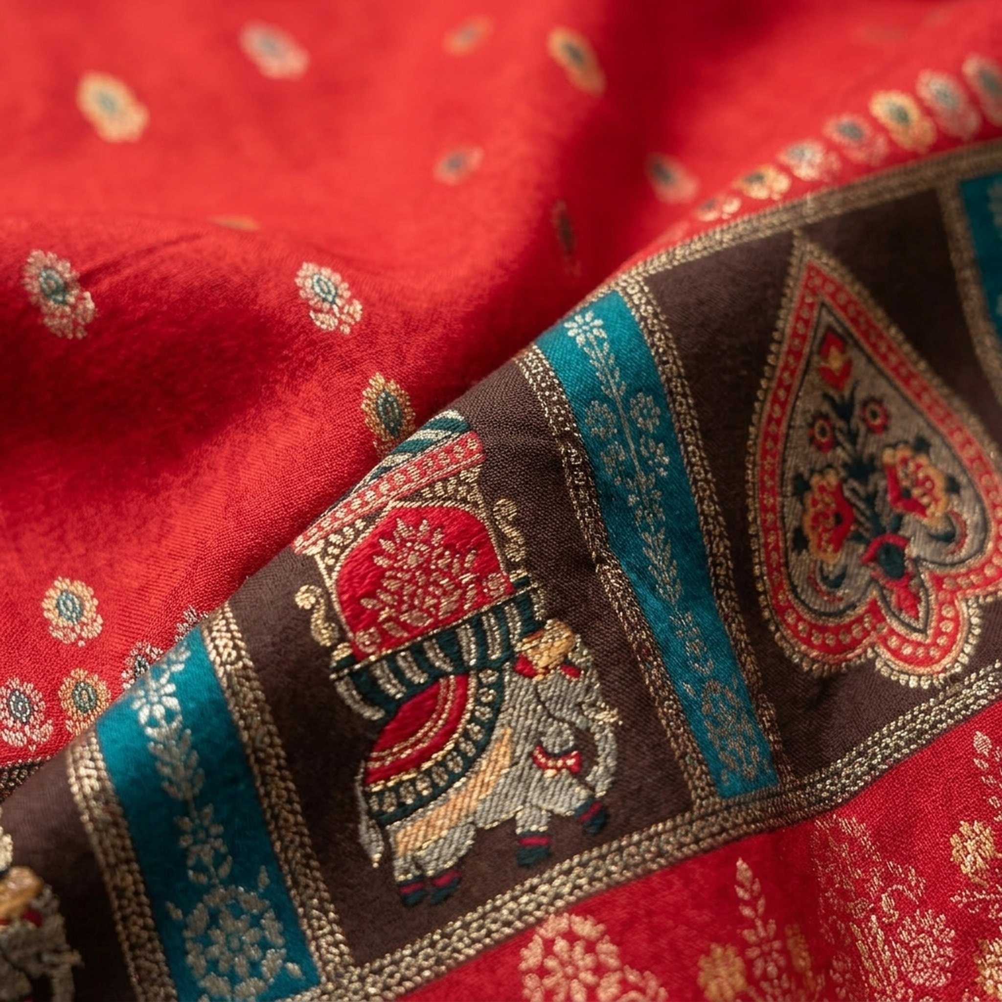 Fablook Vibrant Red Ethnic Rayon Fabric for co-ord sets 3