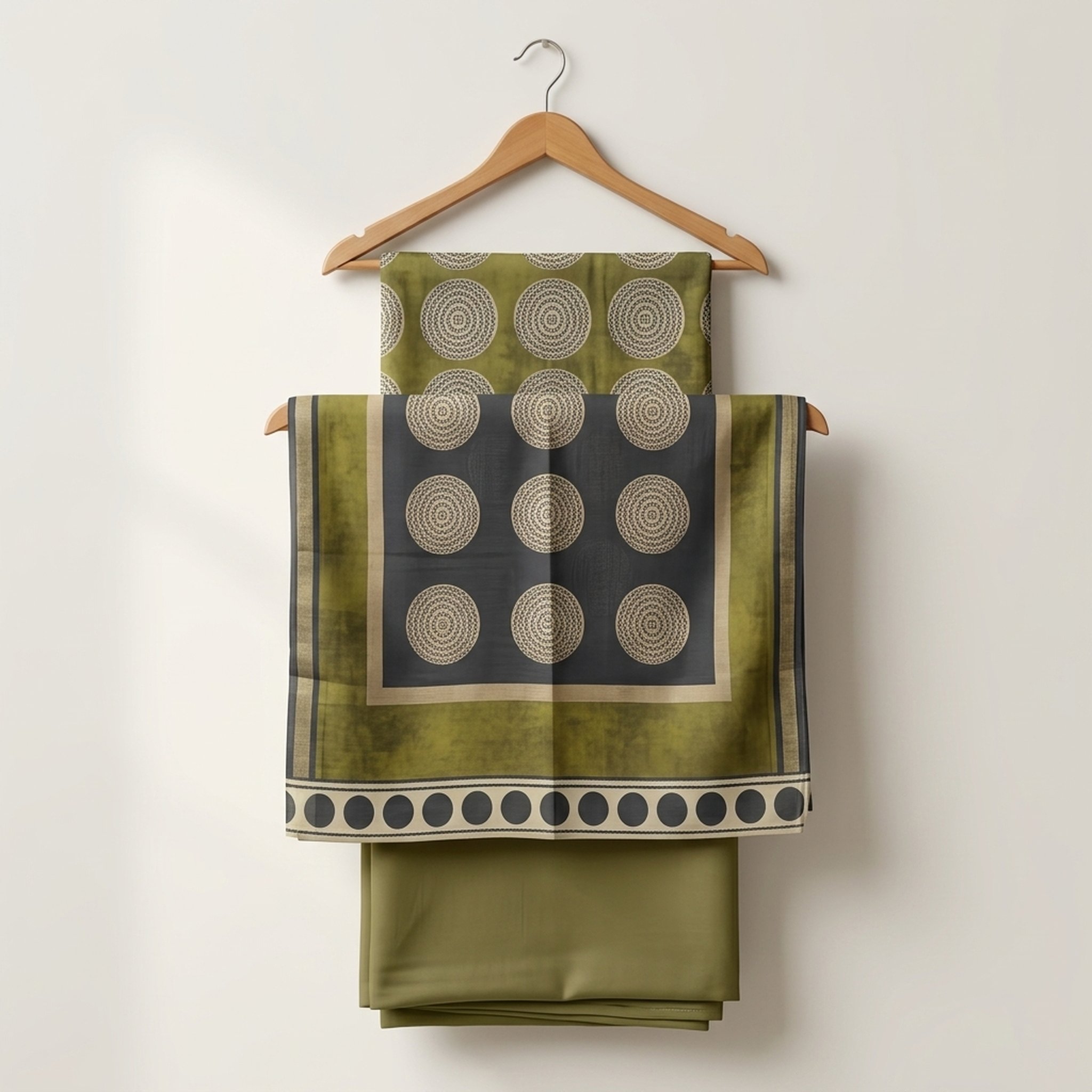 Olive Green Pure Maheshwari  Salwar Suit Set 3