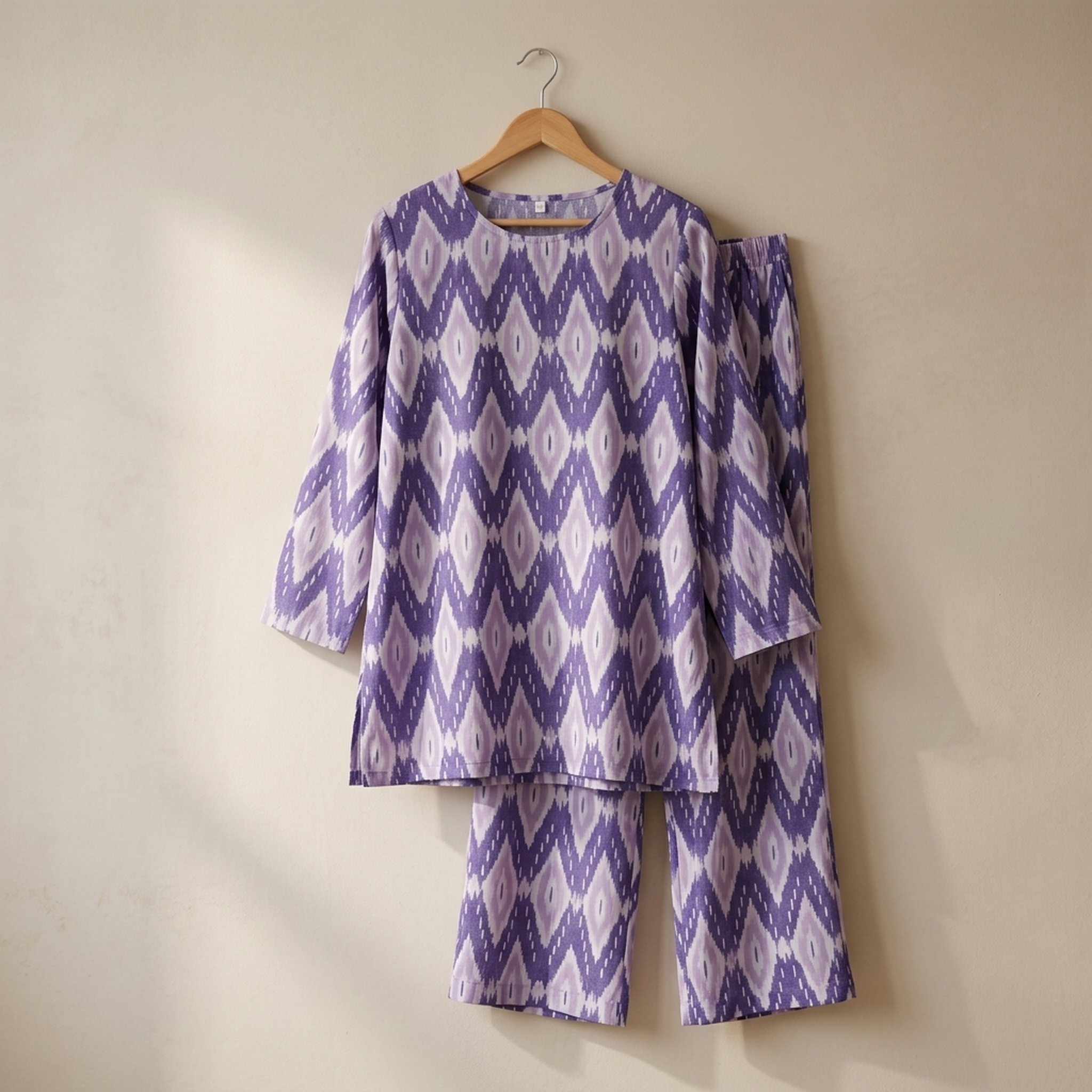 Women's crepe Purple Ikat Print Co-ord Set 2