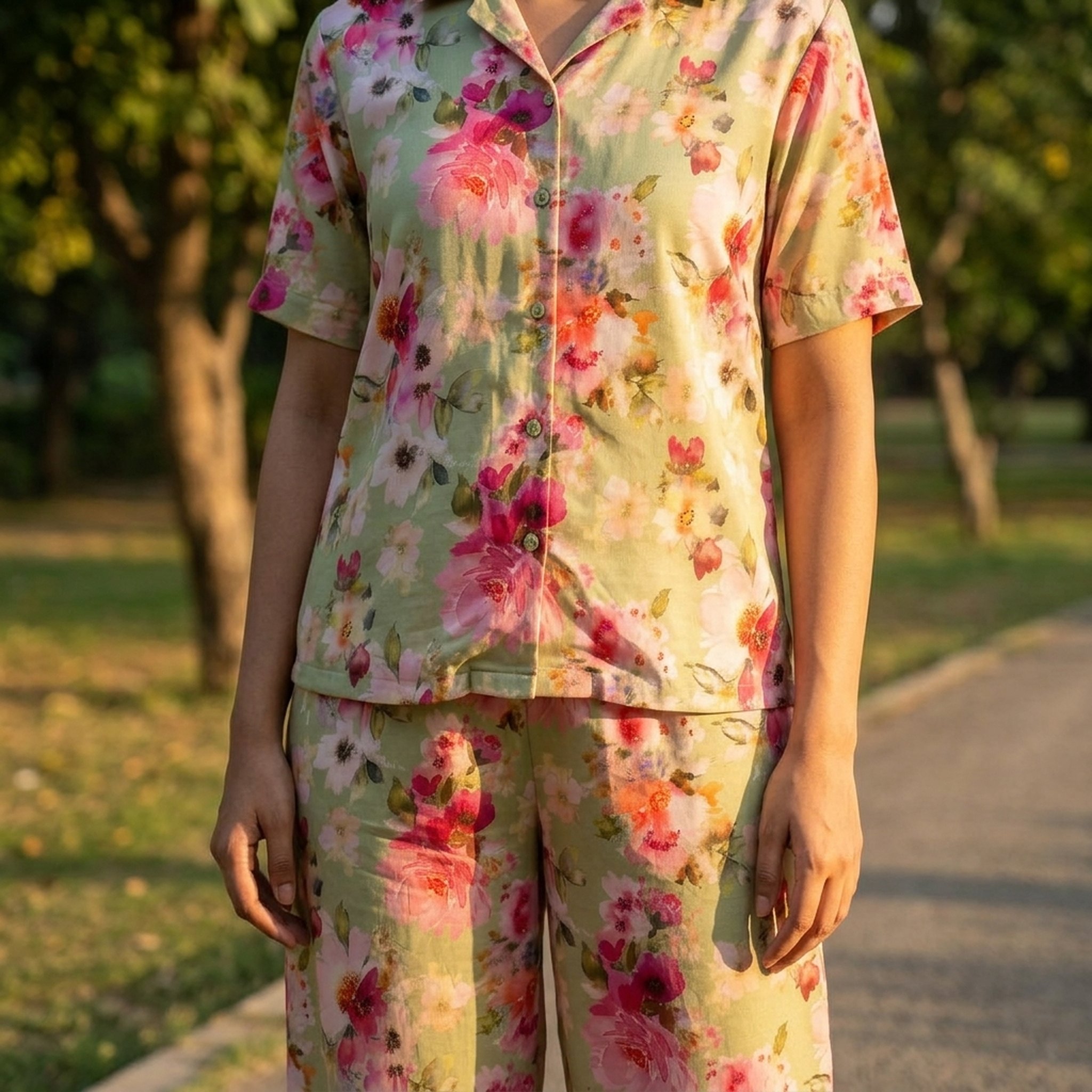 Fablook Women's pure crepe Floral Print co-ord fabric only 4