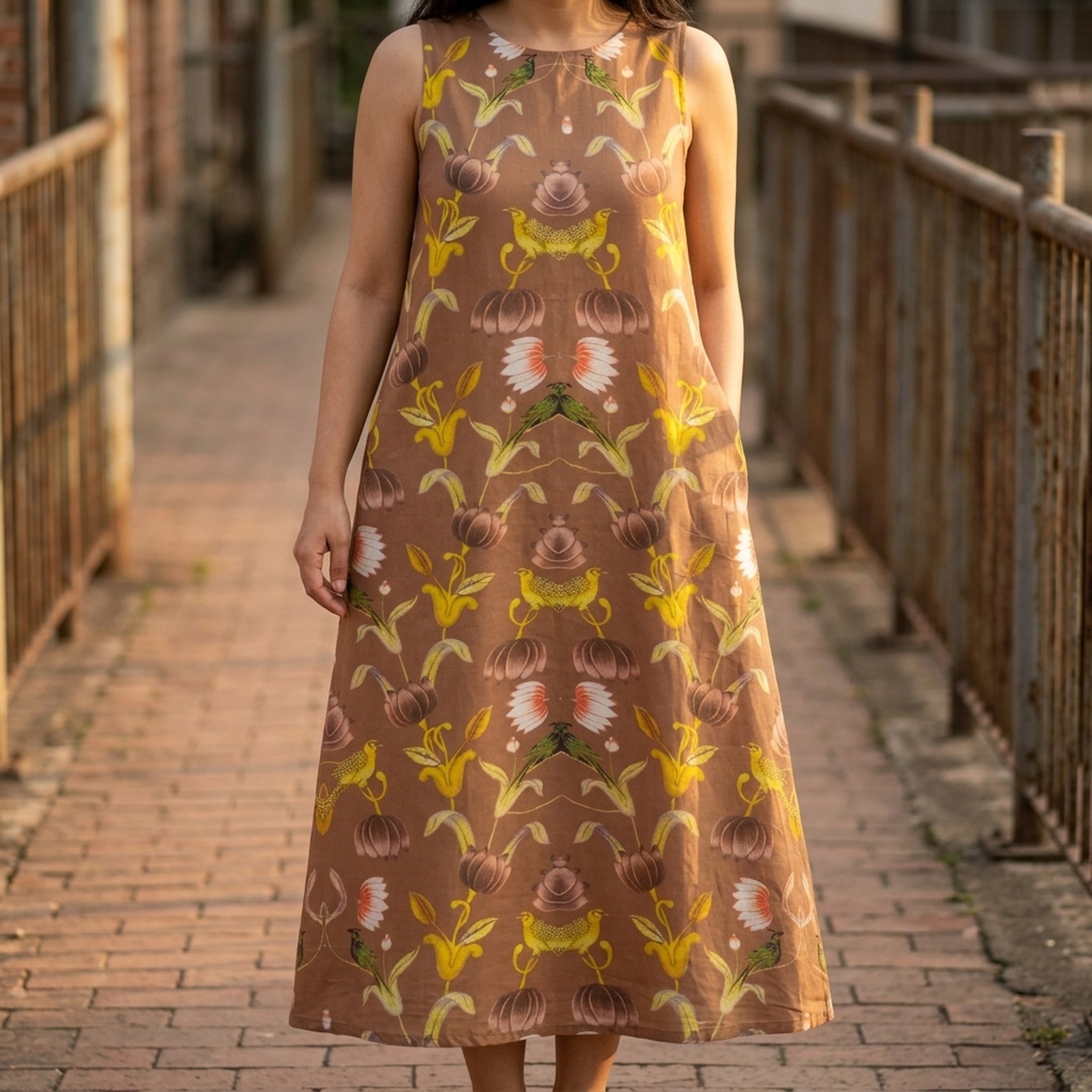 Rohit Bal inspired Floral Bird Print Dress 5