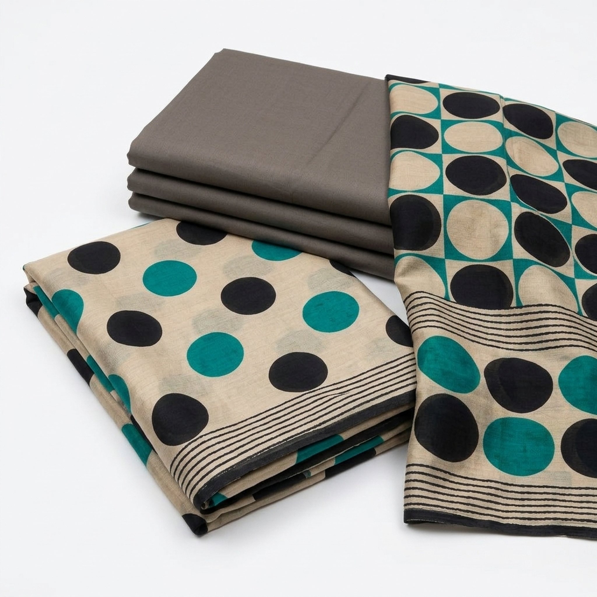 Polka Dot Printed Unstitched Suit Set 2