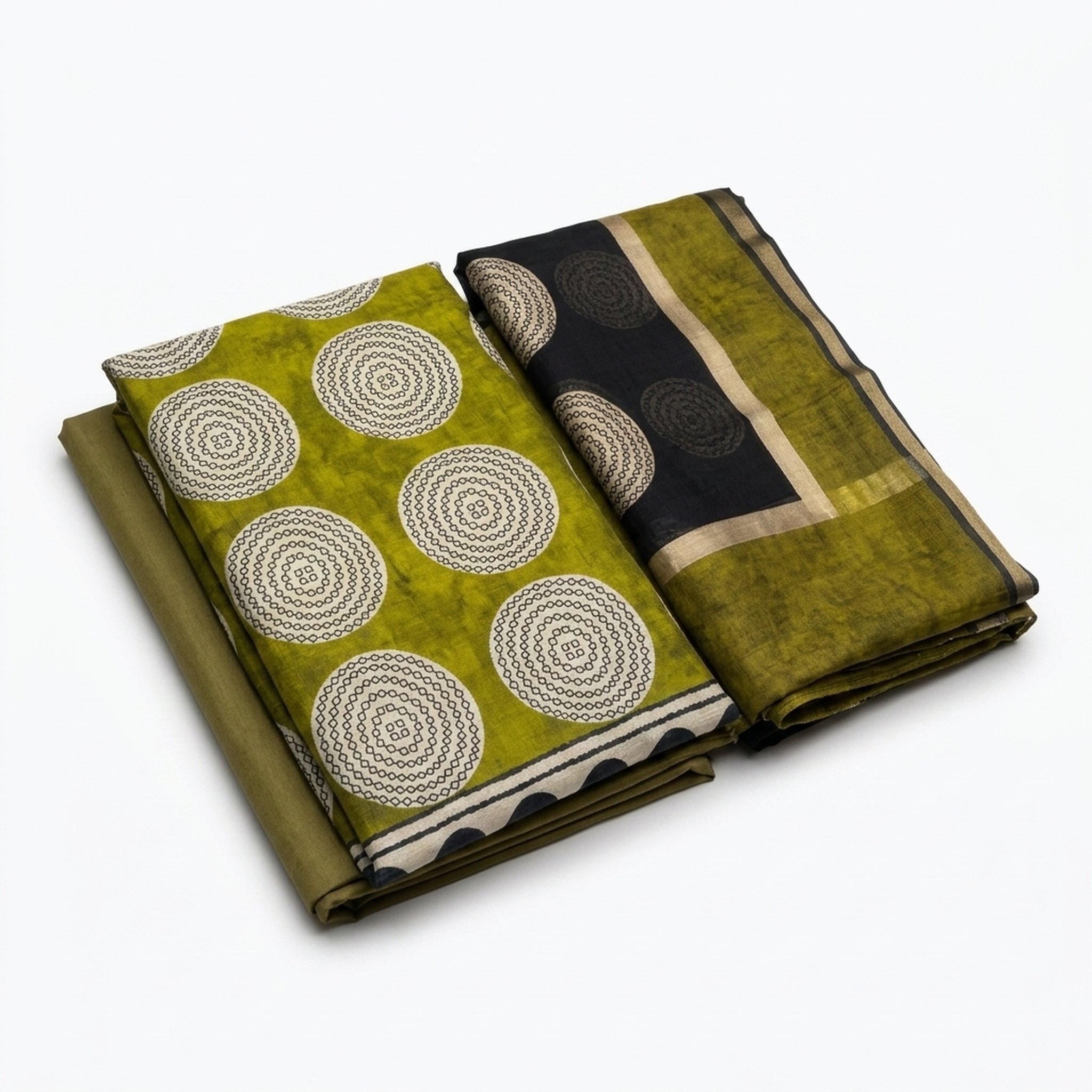 Olive Green Pure Maheshwari  Salwar Suit Set 2
