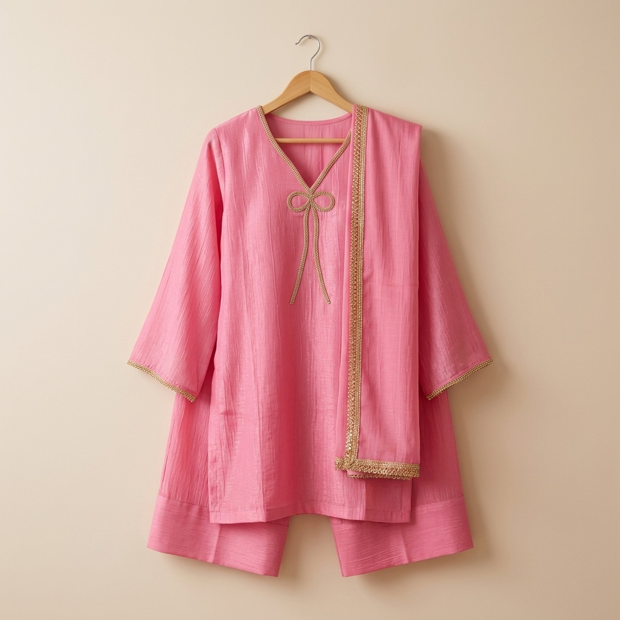 Pink Ethnic Kurta Pant Dupatta Set 3