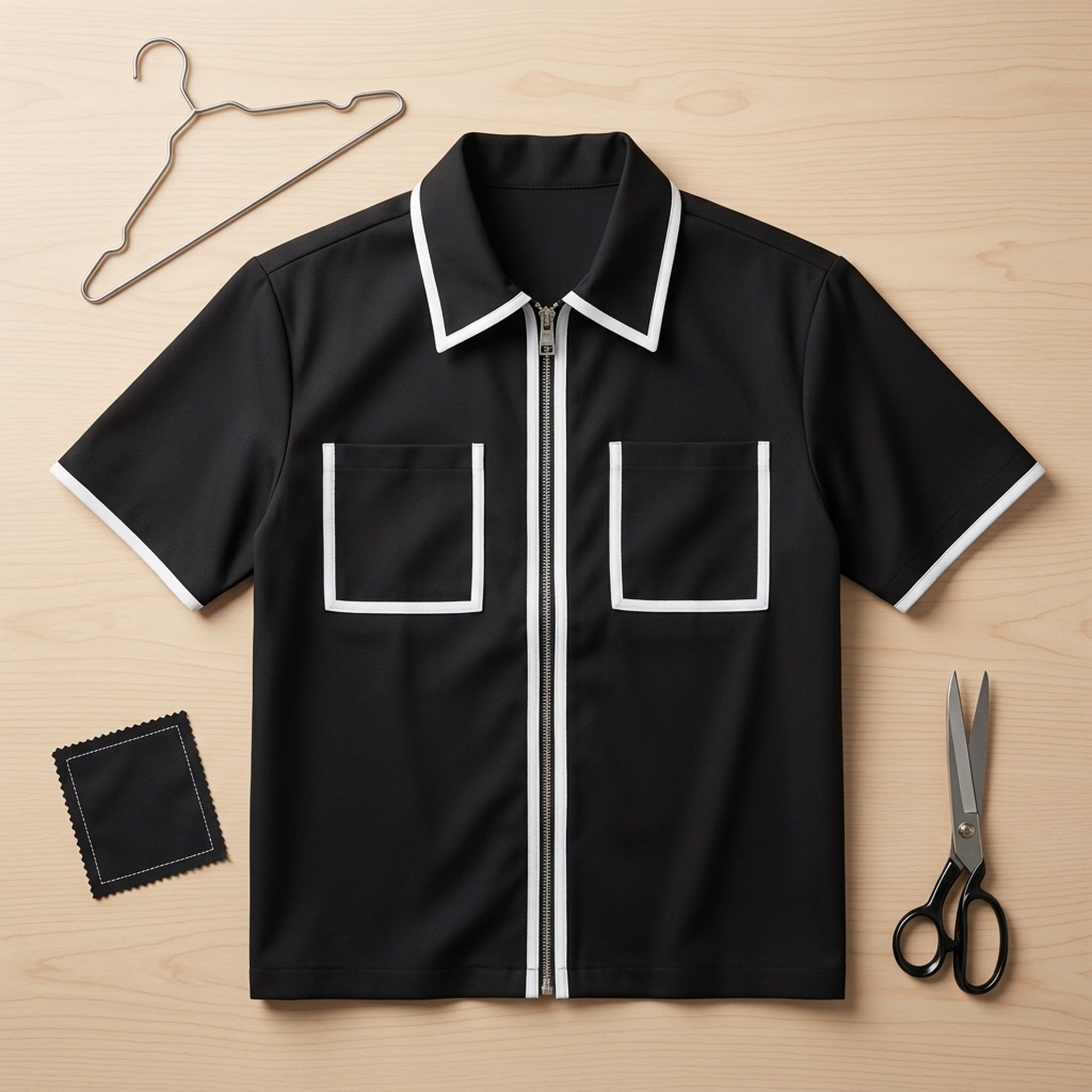BLESSINGS Men's Black Full-Zip Collared Shirt 3