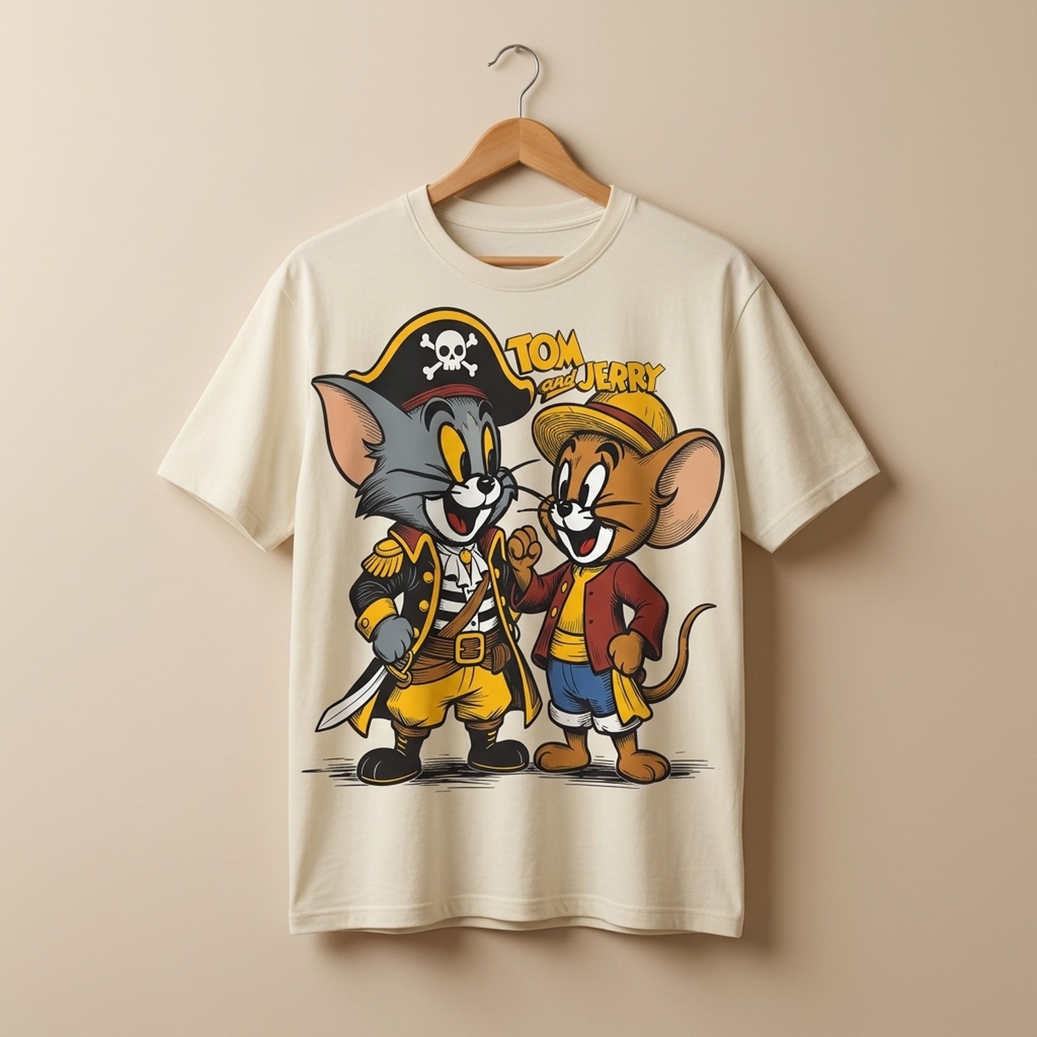 BLESSINGS Men's Tom & Jerry Pirate Graphic Tee 4