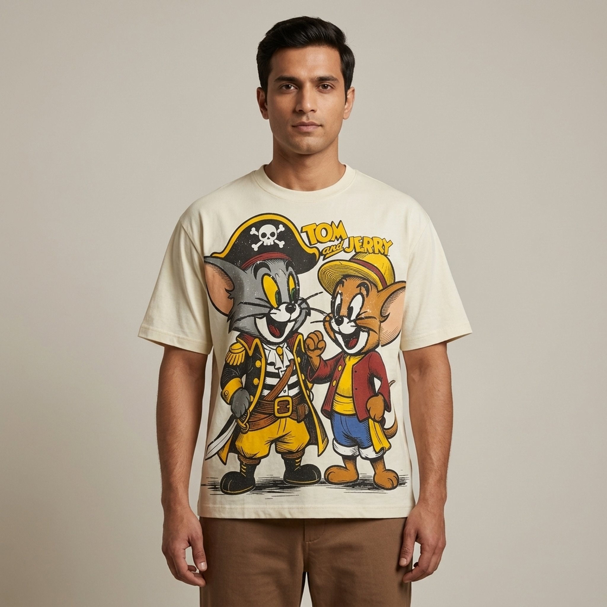 BLESSINGS Men's Tom & Jerry Pirate Graphic Tee