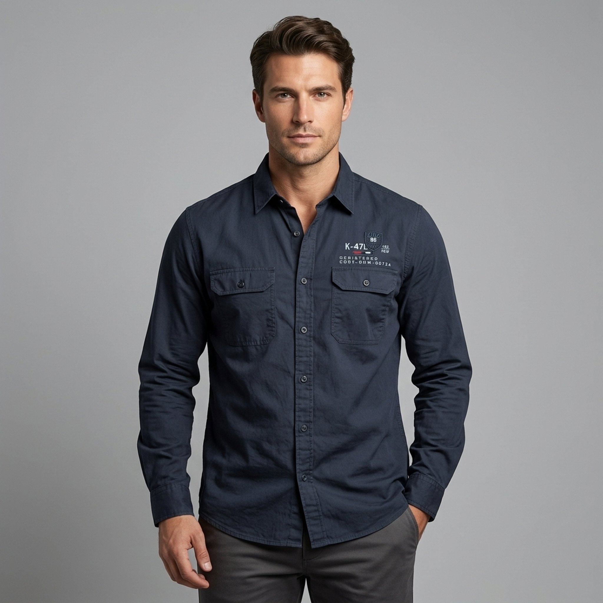 BLESSINGS Men's Navy Blue Casual Shirt