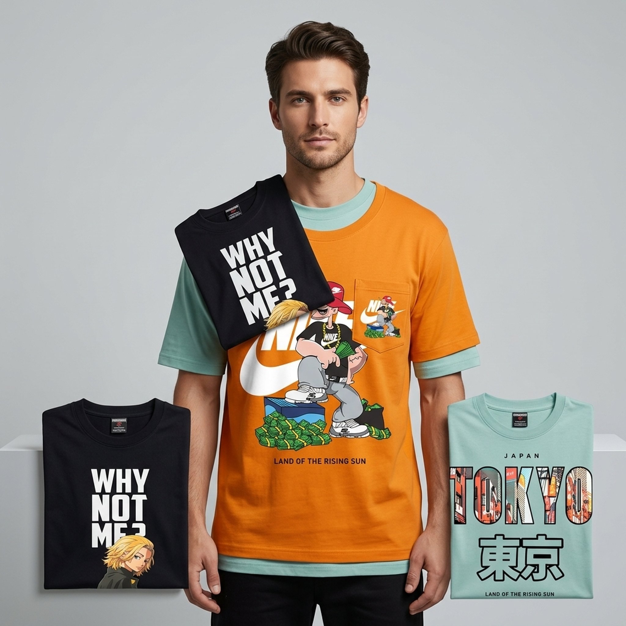 BLESSINGS Men's Graphic Print T-Shirts