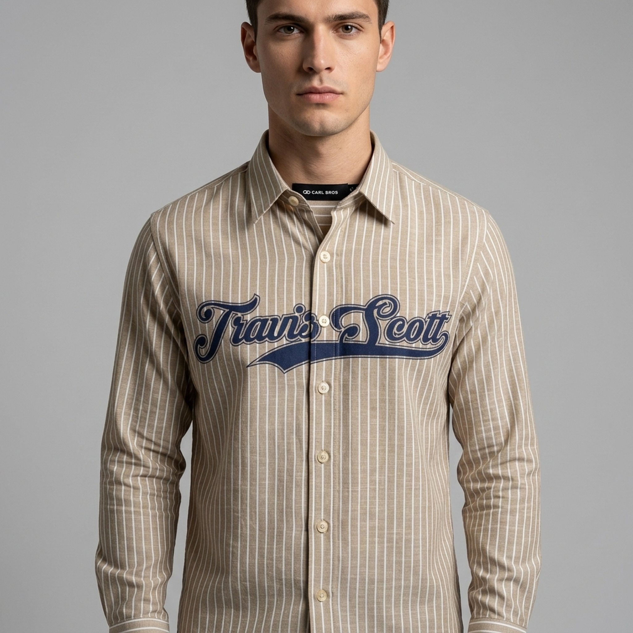 BLESSINGS Men's Striped Casual Long-Sleeve Shirt