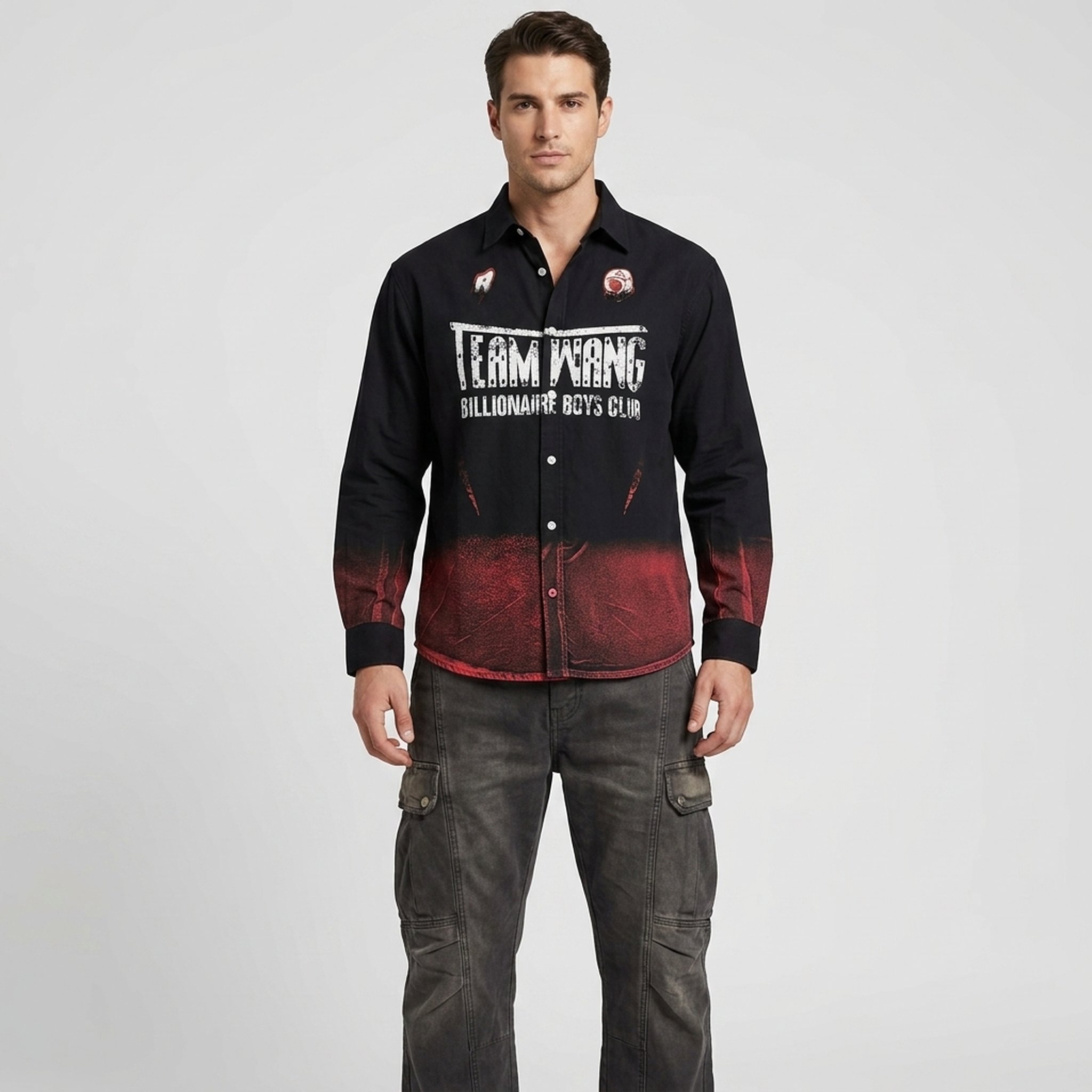 BLESSINGS Men's Printed Gradient Casual Shirt