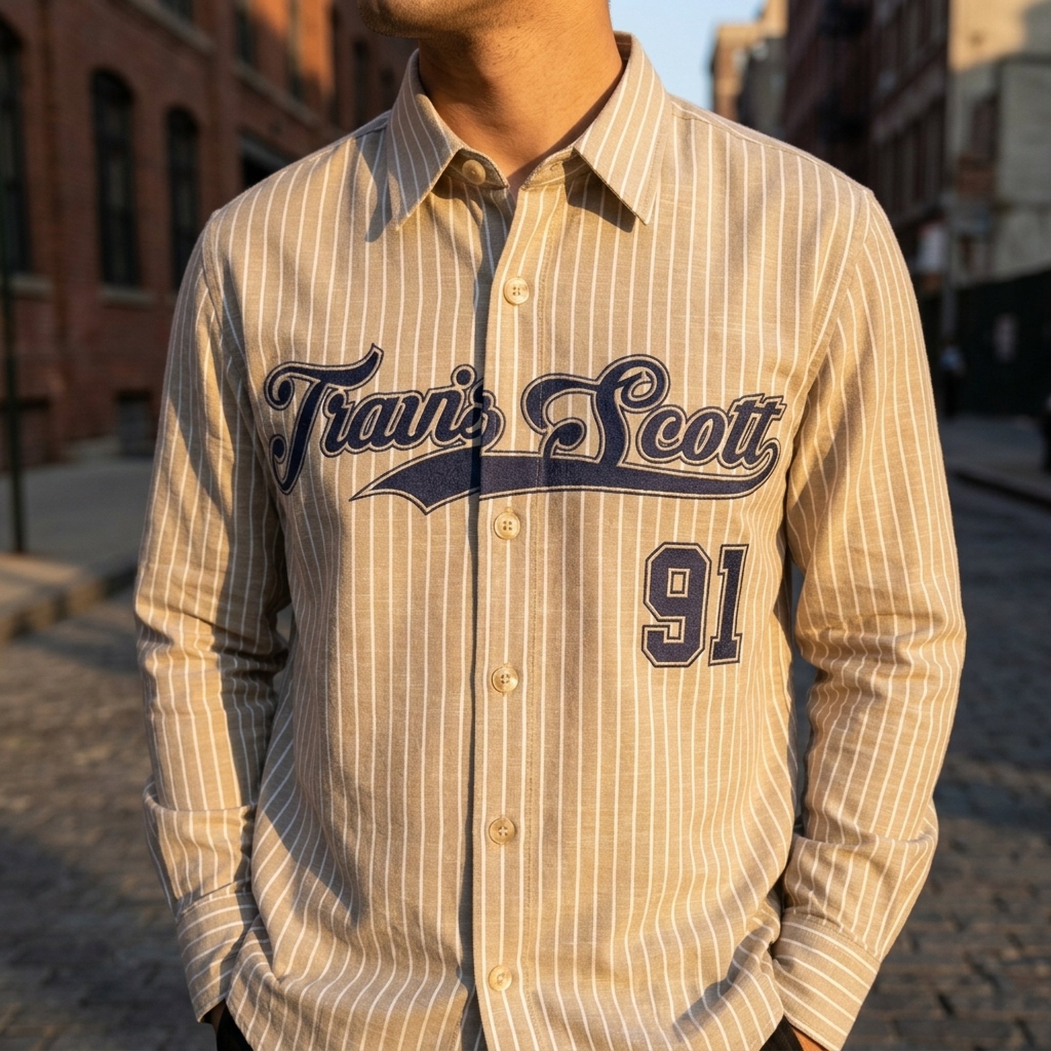 BLESSINGS Men's Striped Casual Long-Sleeve Shirt 3