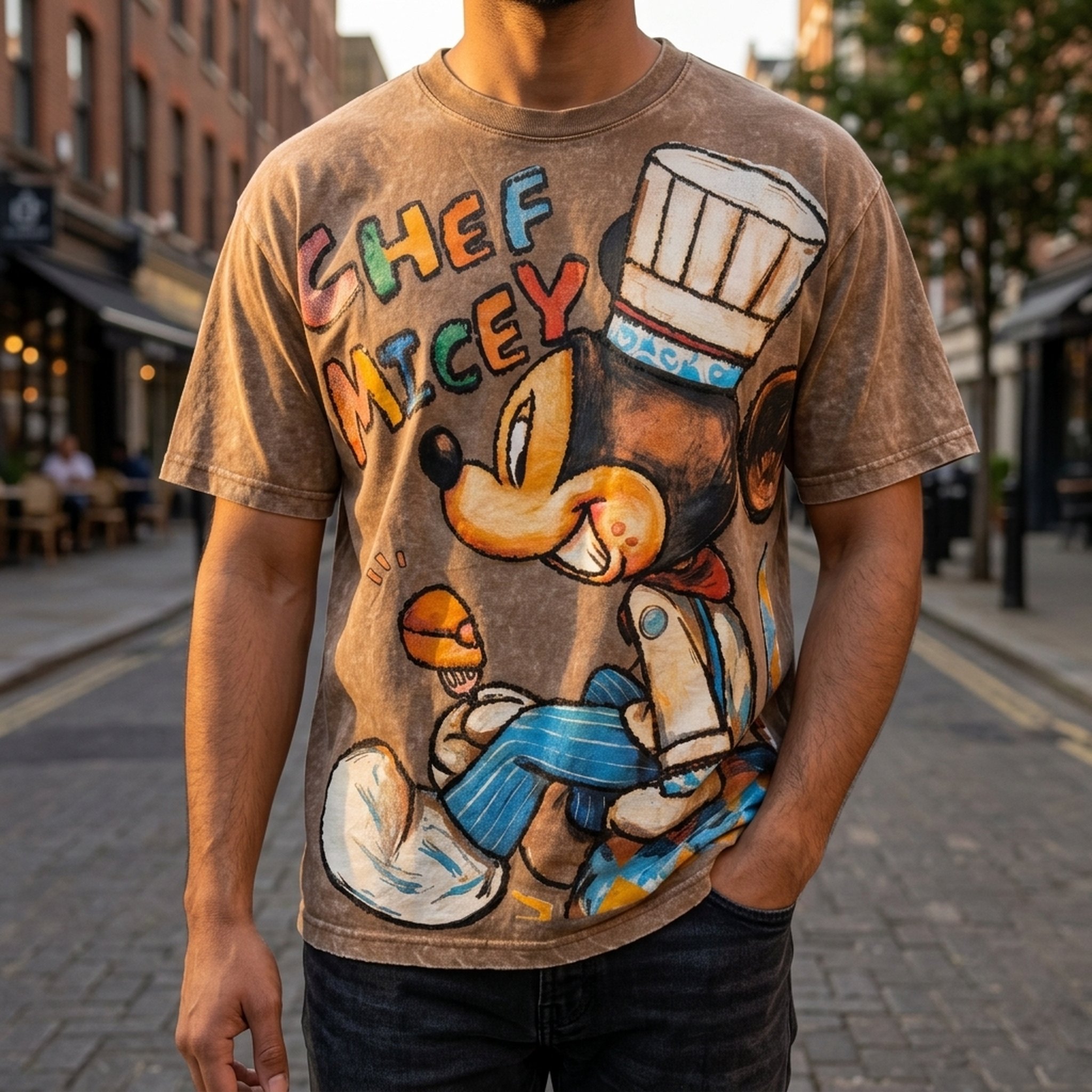 BLESSINGS Men's Brown Washed Graphic T-Shirt 3