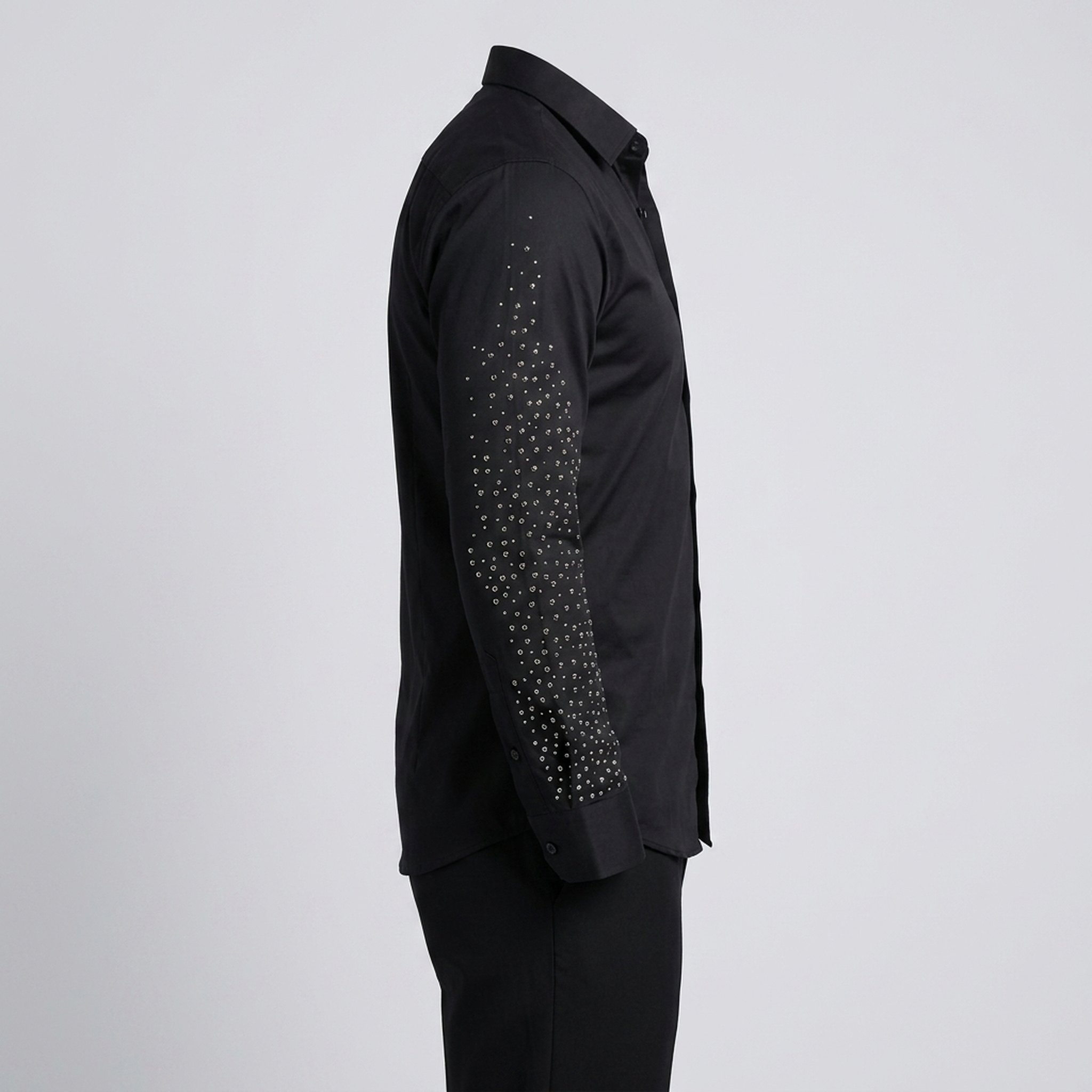 BLESSINGS Men's Black Studded Long Sleeve Shirt 2