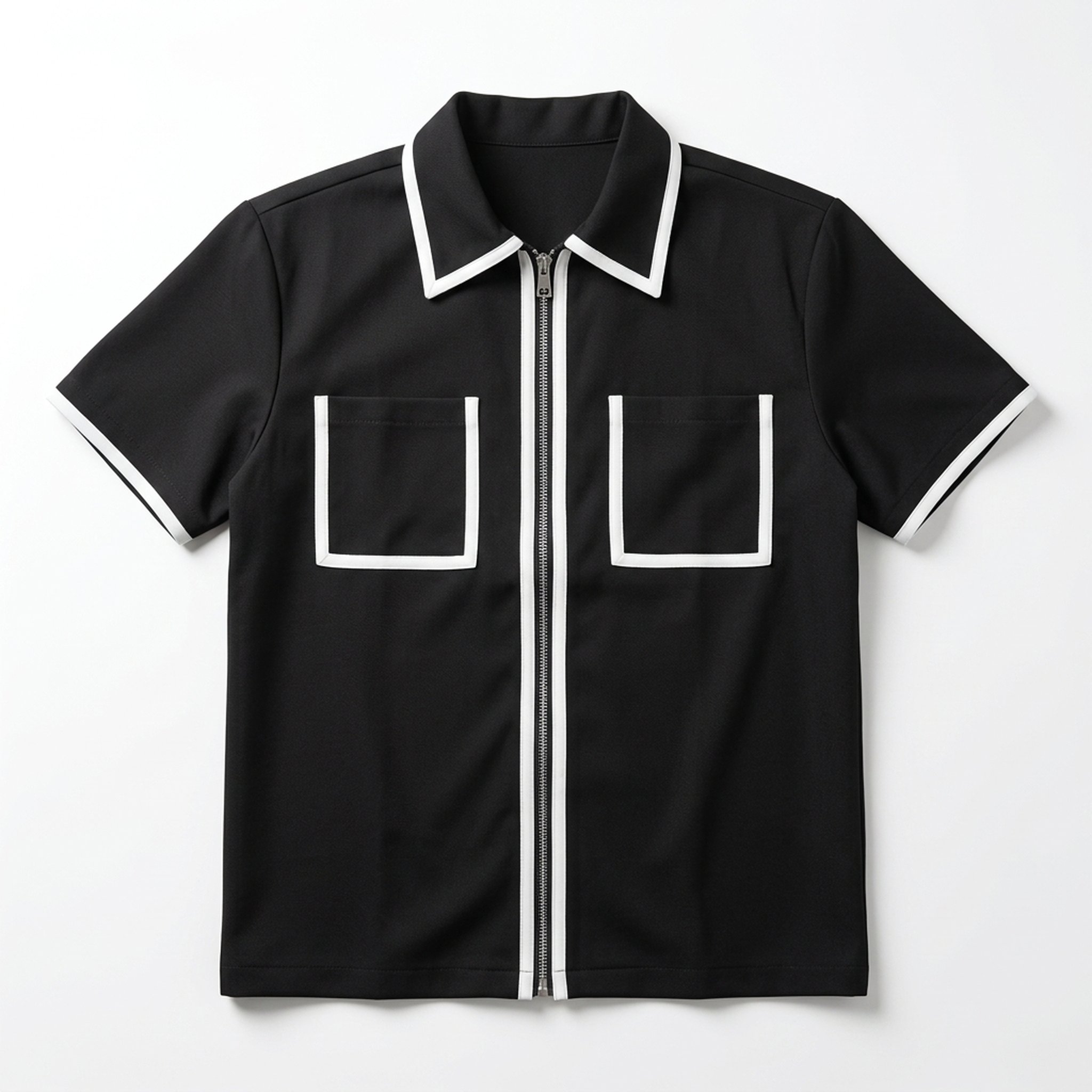 BLESSINGS Men's Black Full-Zip Collared Shirt 2