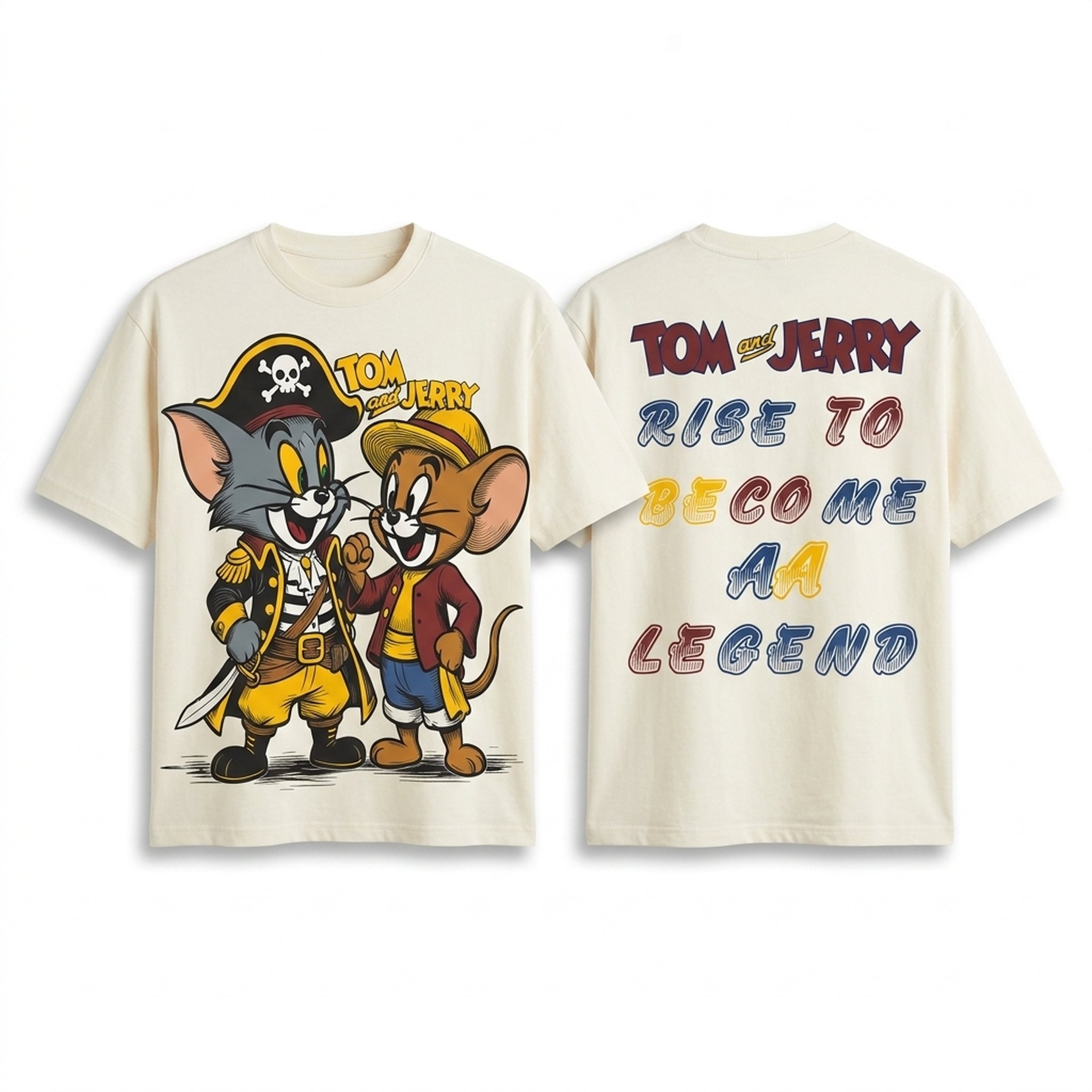 BLESSINGS Men's Tom & Jerry Pirate Graphic Tee 3