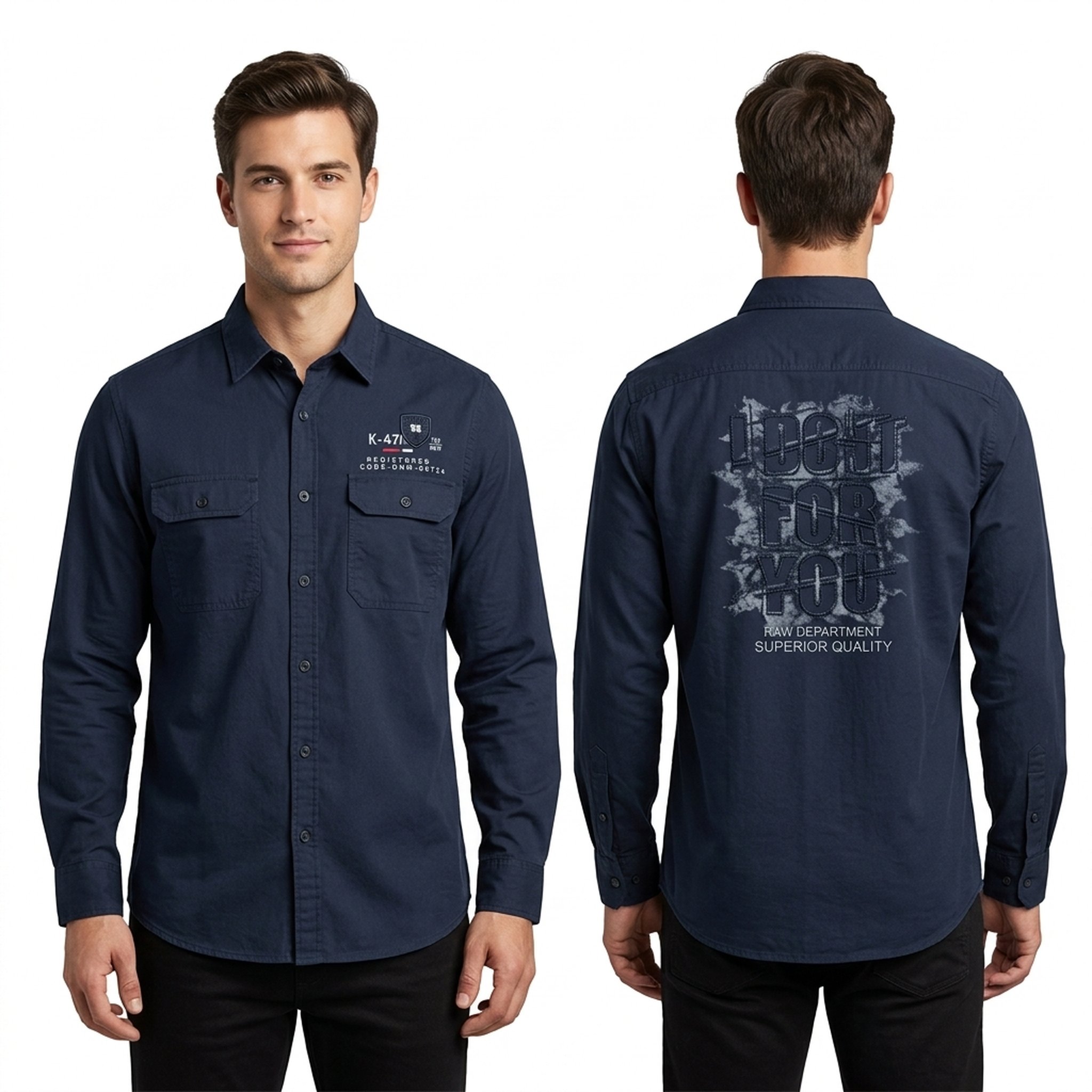 BLESSINGS Men's Navy Blue Casual Shirt 3