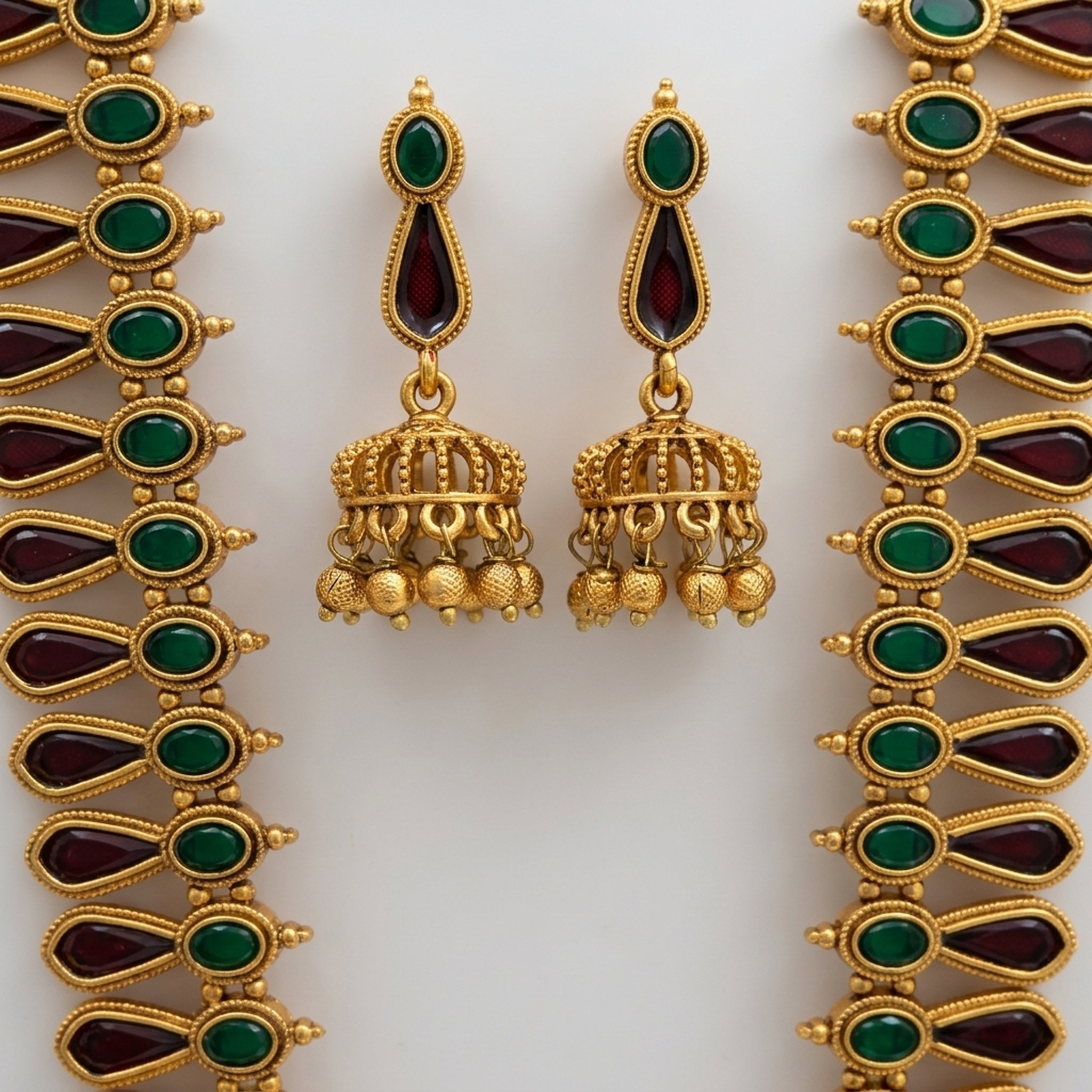 MEU Choices Ruby Emerald Gold Tone Haram Set 3
