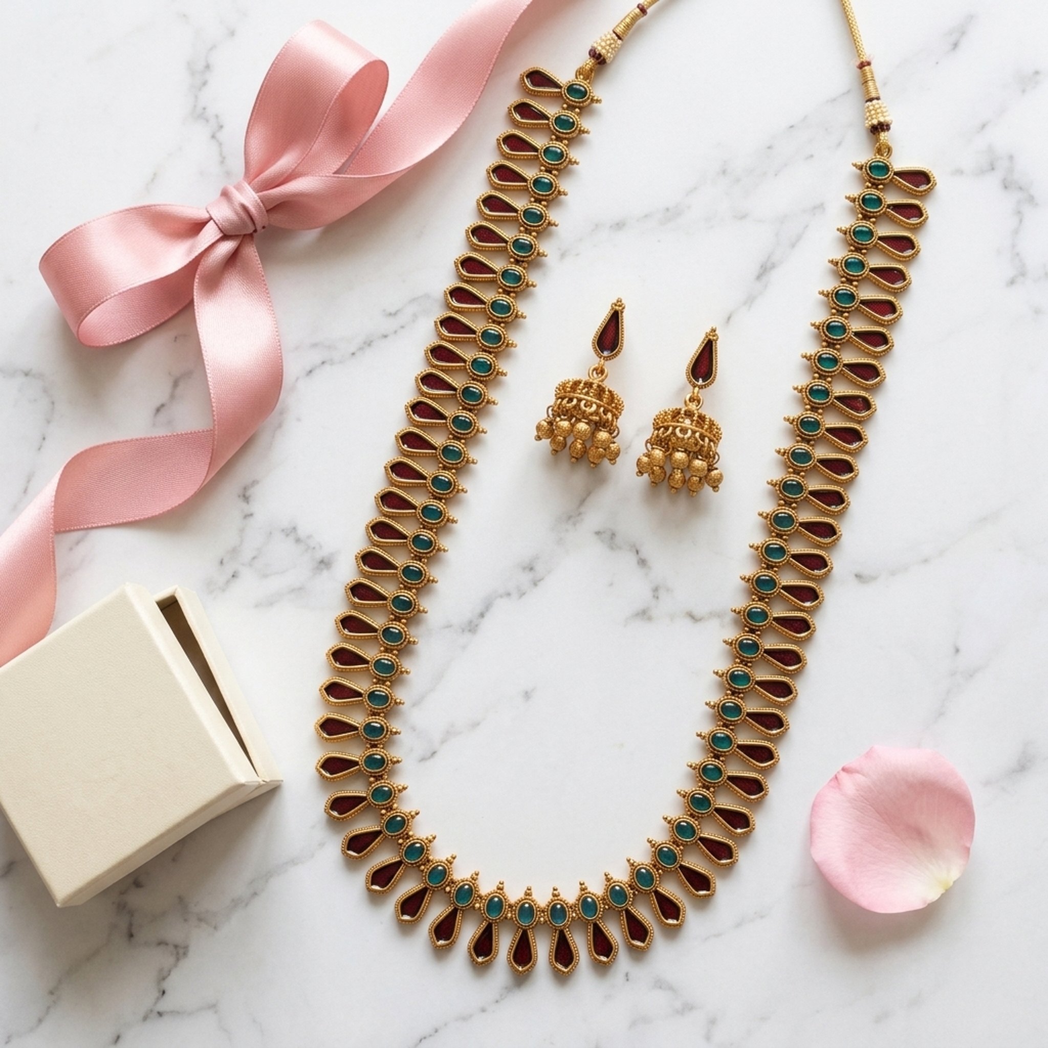 MEU Choices Ruby Emerald Gold Tone Haram Set 2