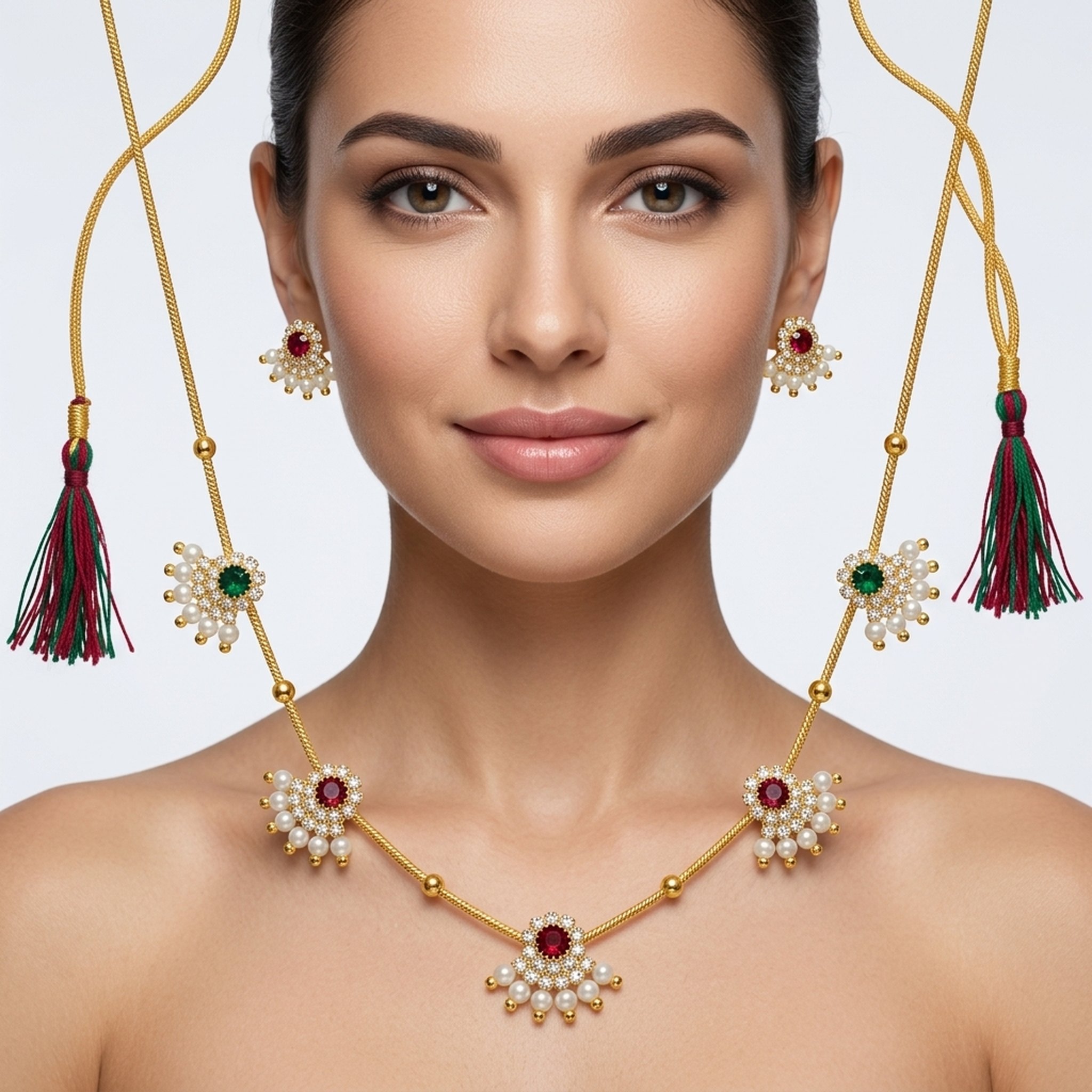 MEU Choices Elegant Pearl and Stone Necklace Set