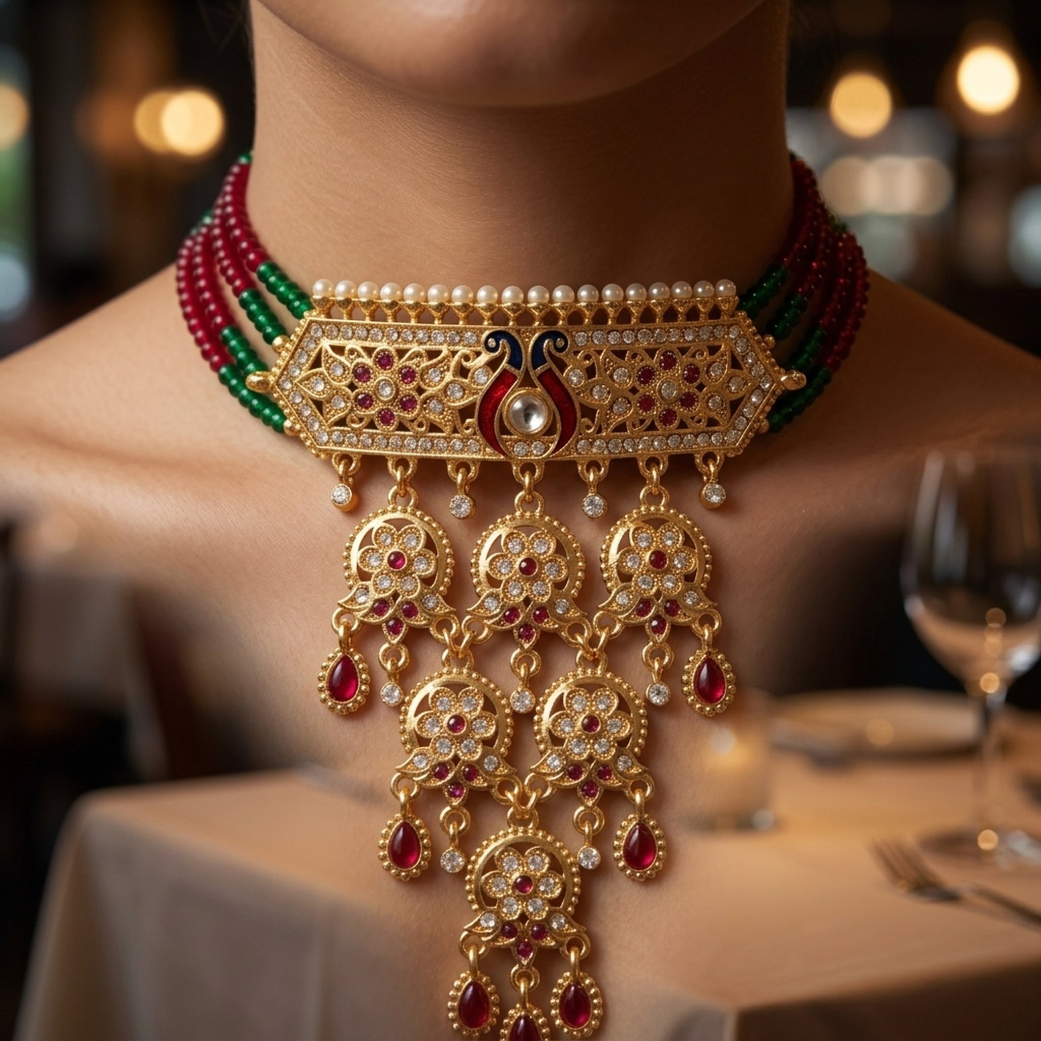 MEU Choices Traditional Kundan Stone Choker Necklace 4