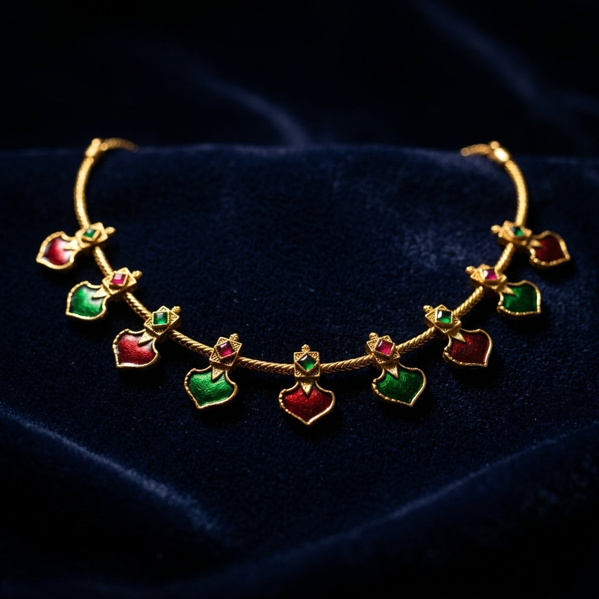 MEU Choices Gold Toned Enamel Necklace Earring Set