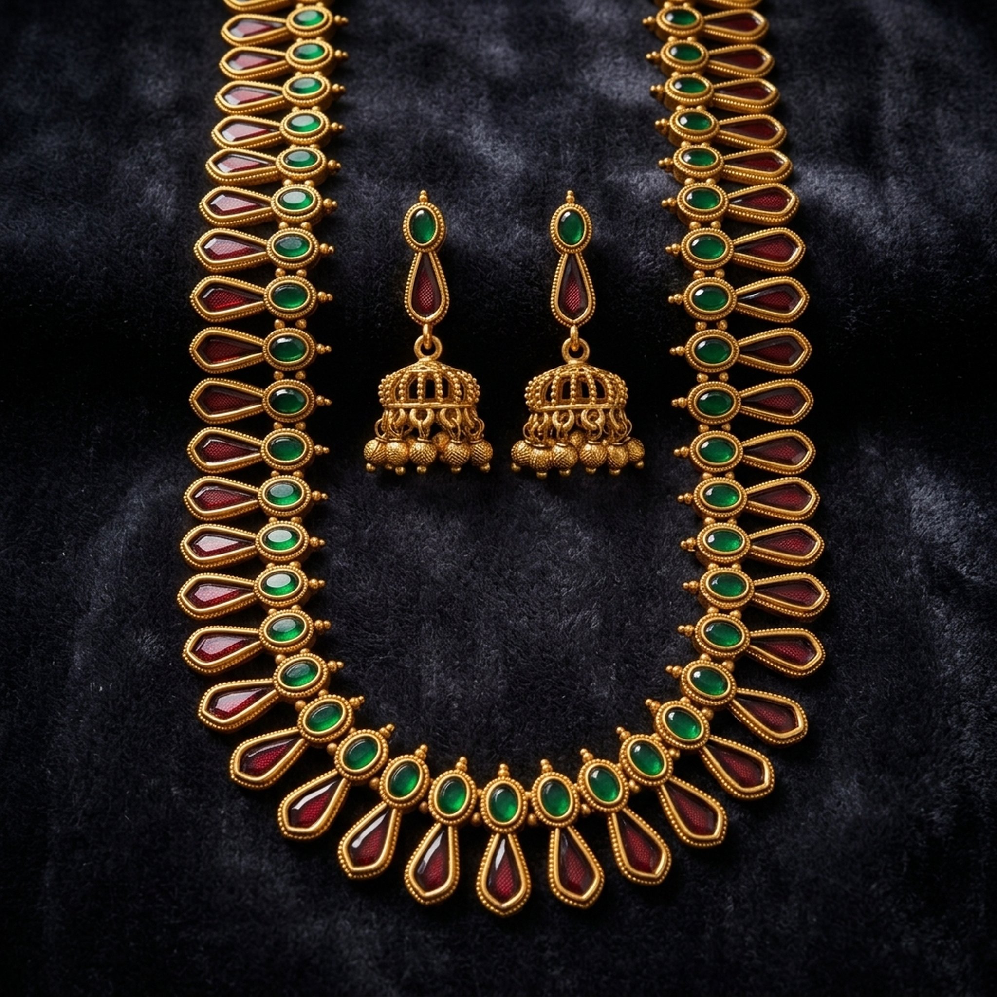 MEU Choices Ruby Emerald Gold Tone Haram Set