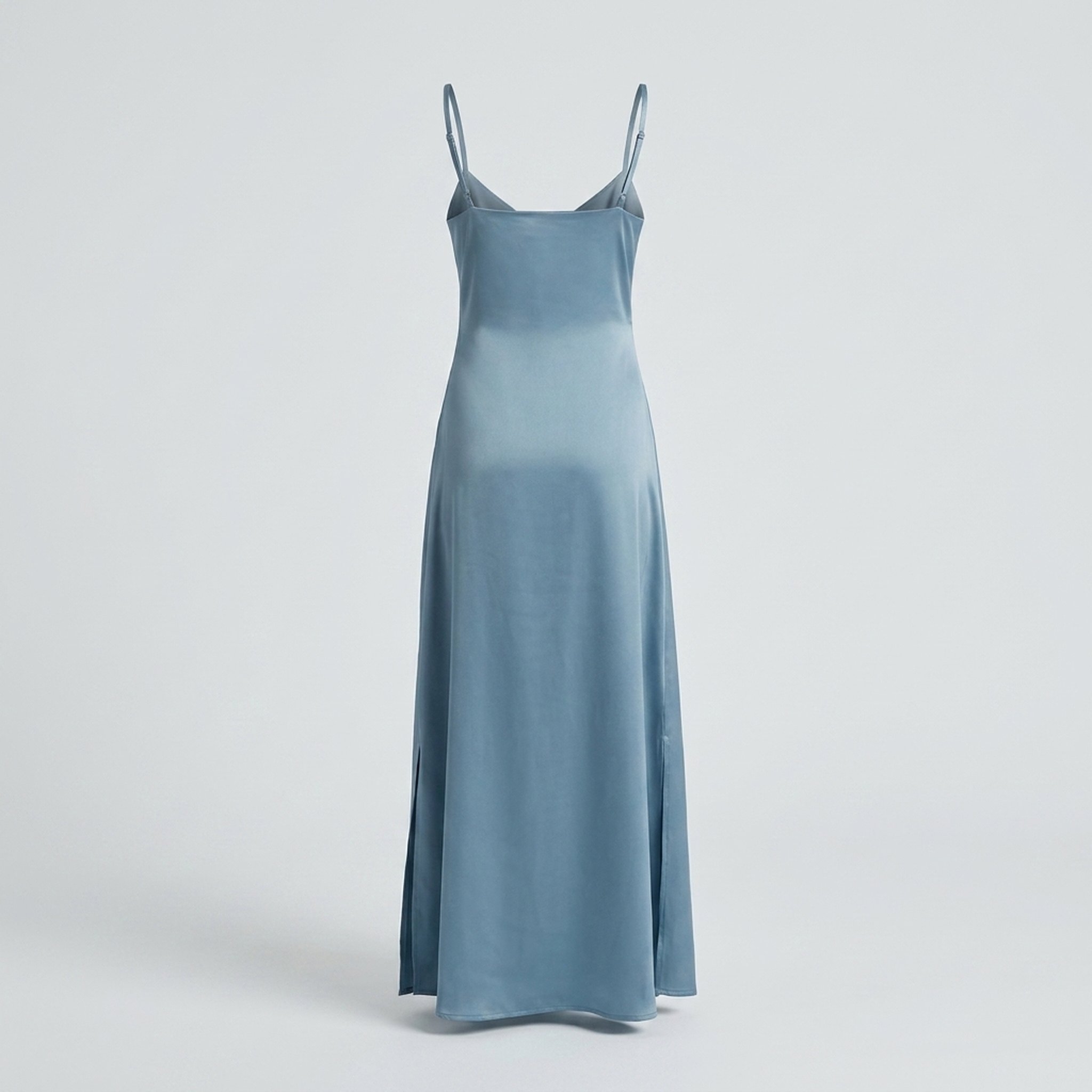 New Riwaz Garments Sky Blue Satin Cowl Neck Gown 2
