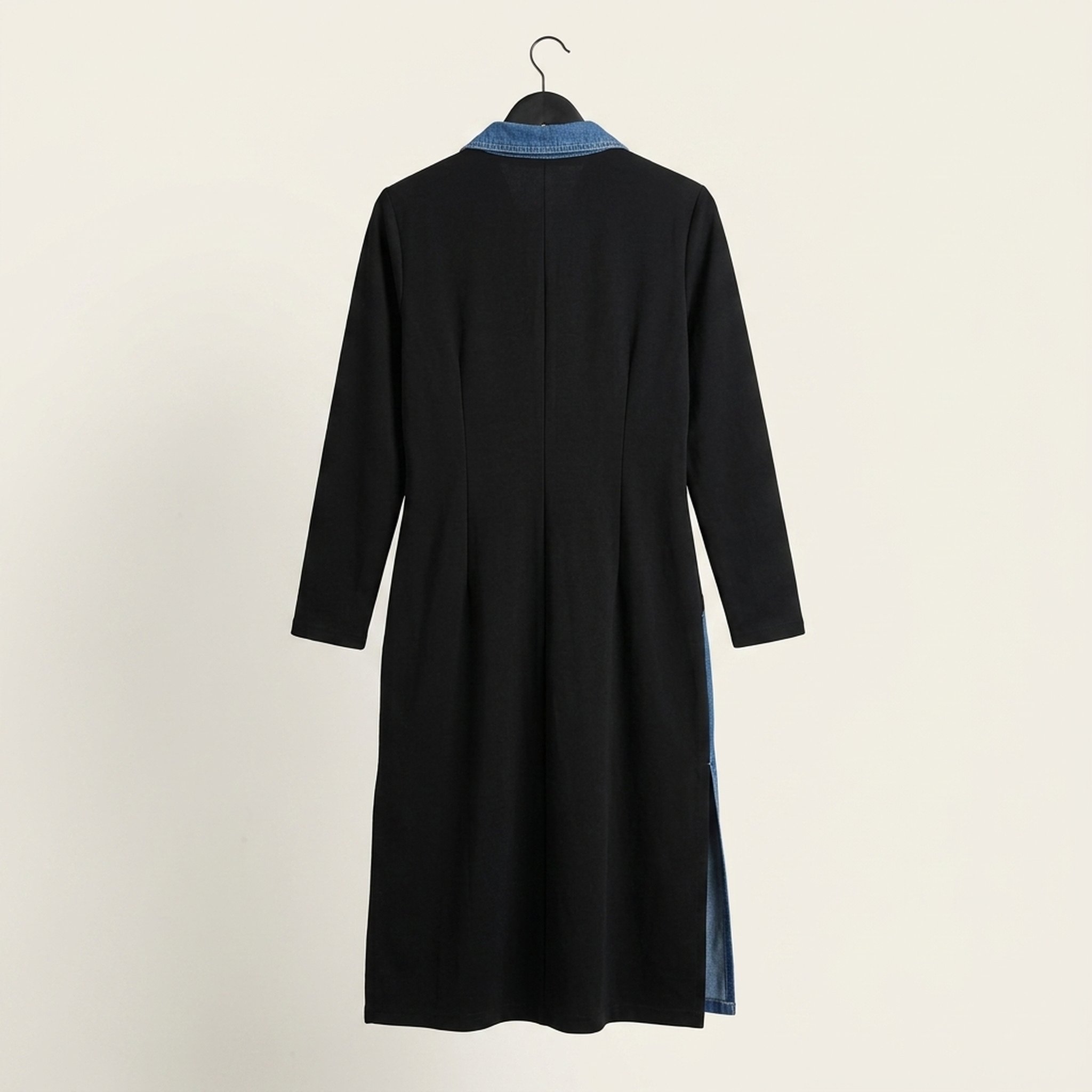 New Riwaz Garments Embellished Denim & Black Midi Dress 2