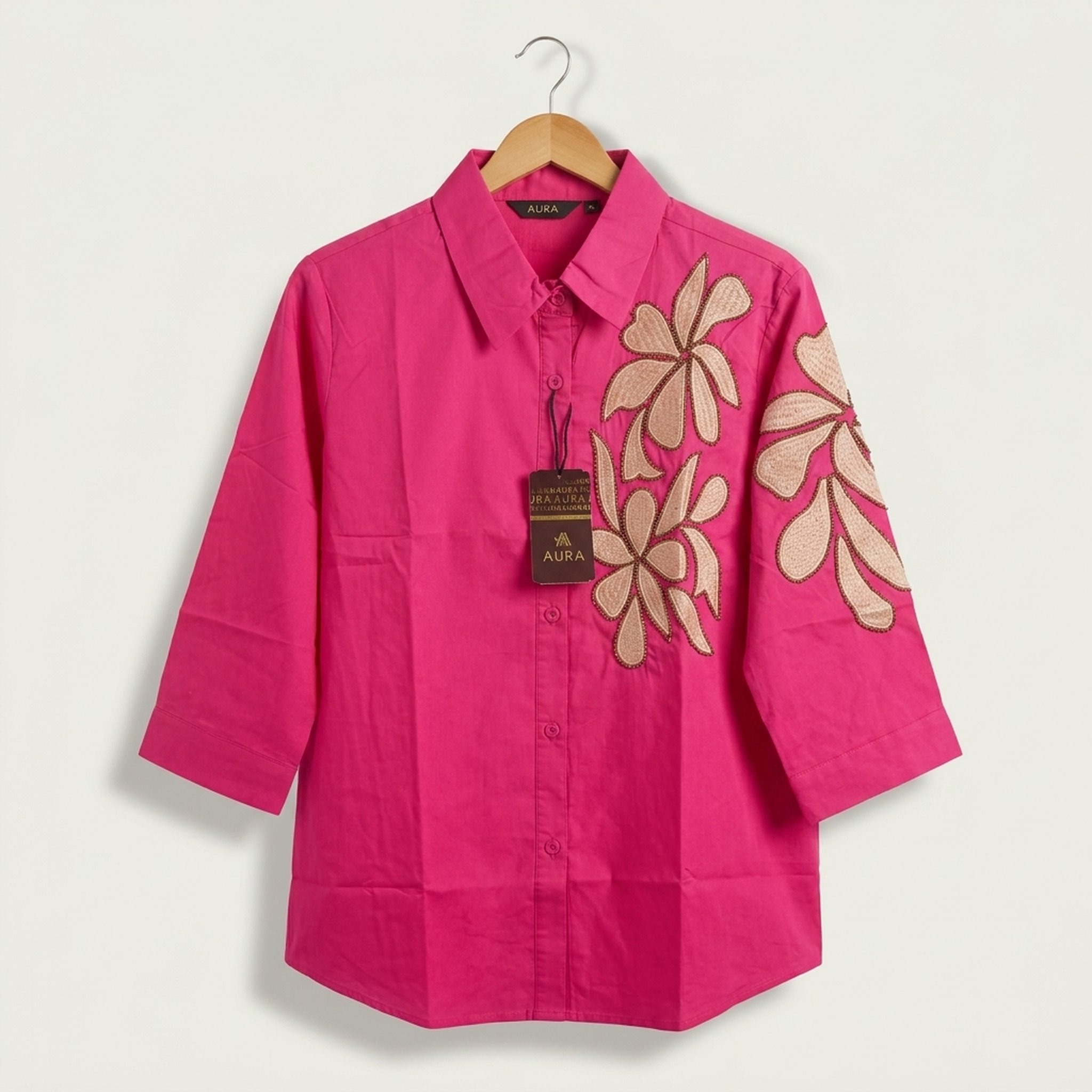 New Riwaz Garments Women's Hot Pink Embroidered Shirt 5