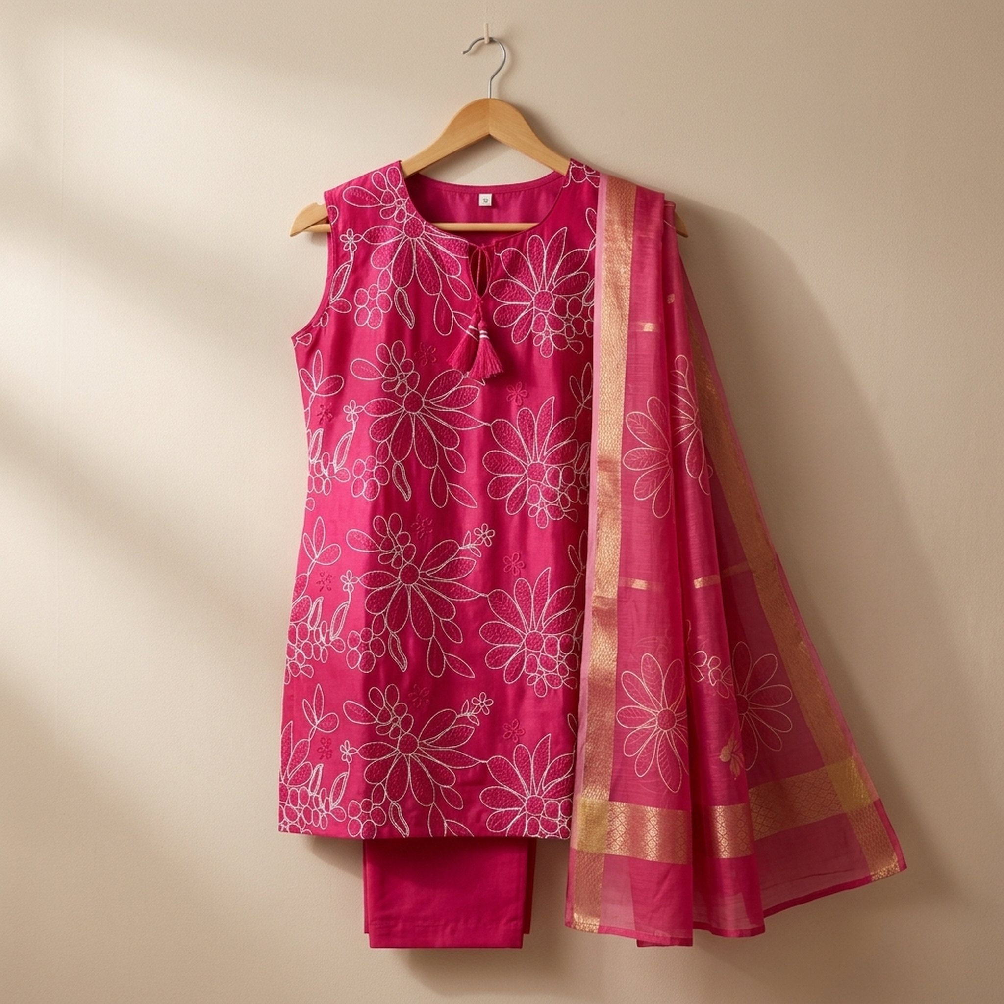 New Riwaz Garments Pink Embroidered Salwar Suit Set 3