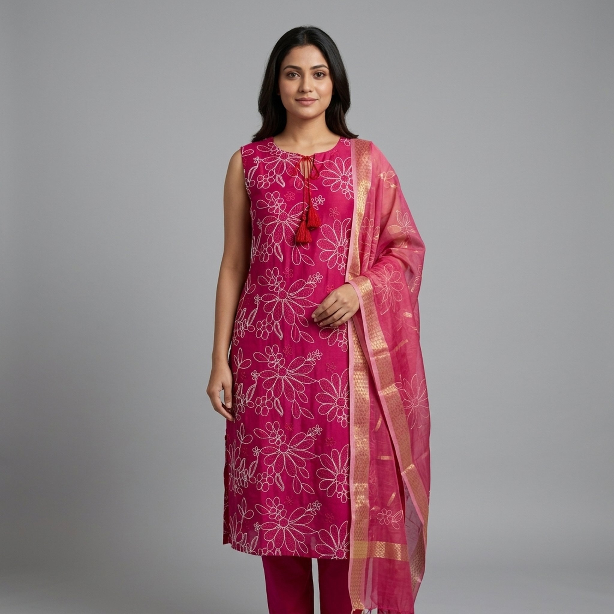 New Riwaz Garments Pink Embroidered Salwar Suit Set