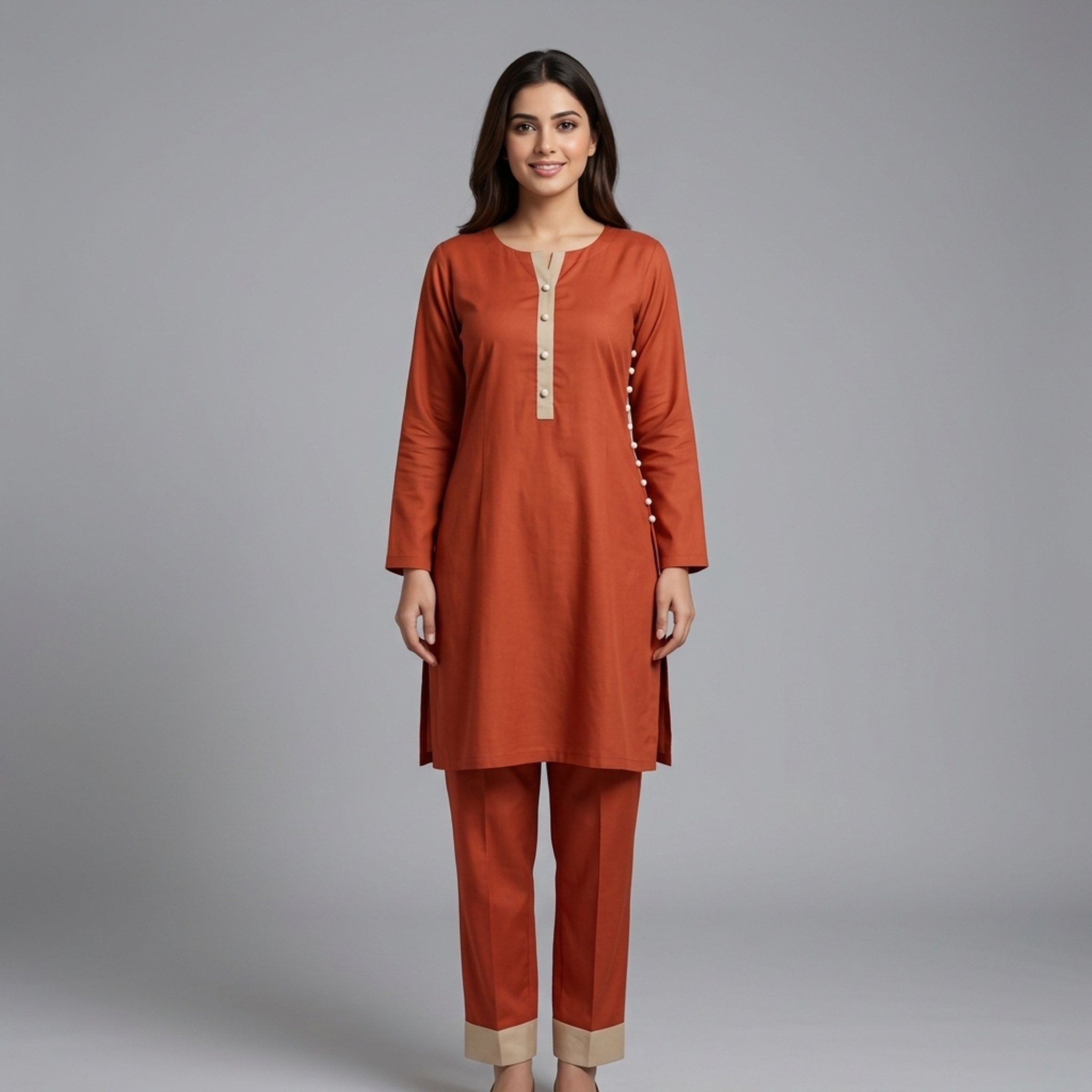 New Riwaz Garments Women's Orange Kurta Set
