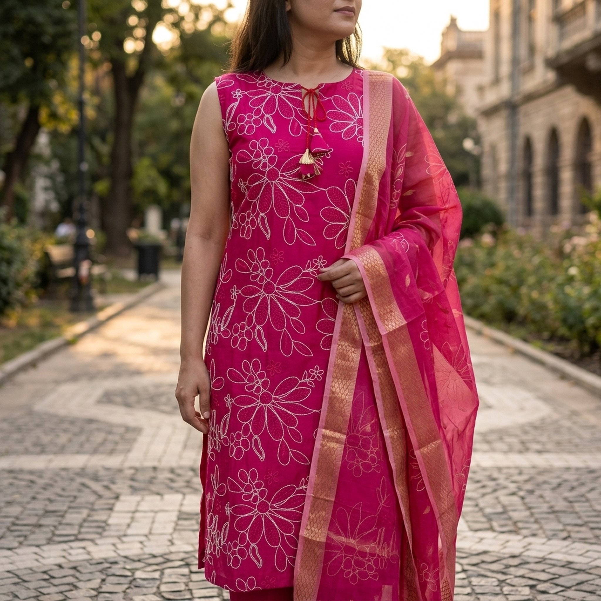 New Riwaz Garments Pink Embroidered Salwar Suit Set 4