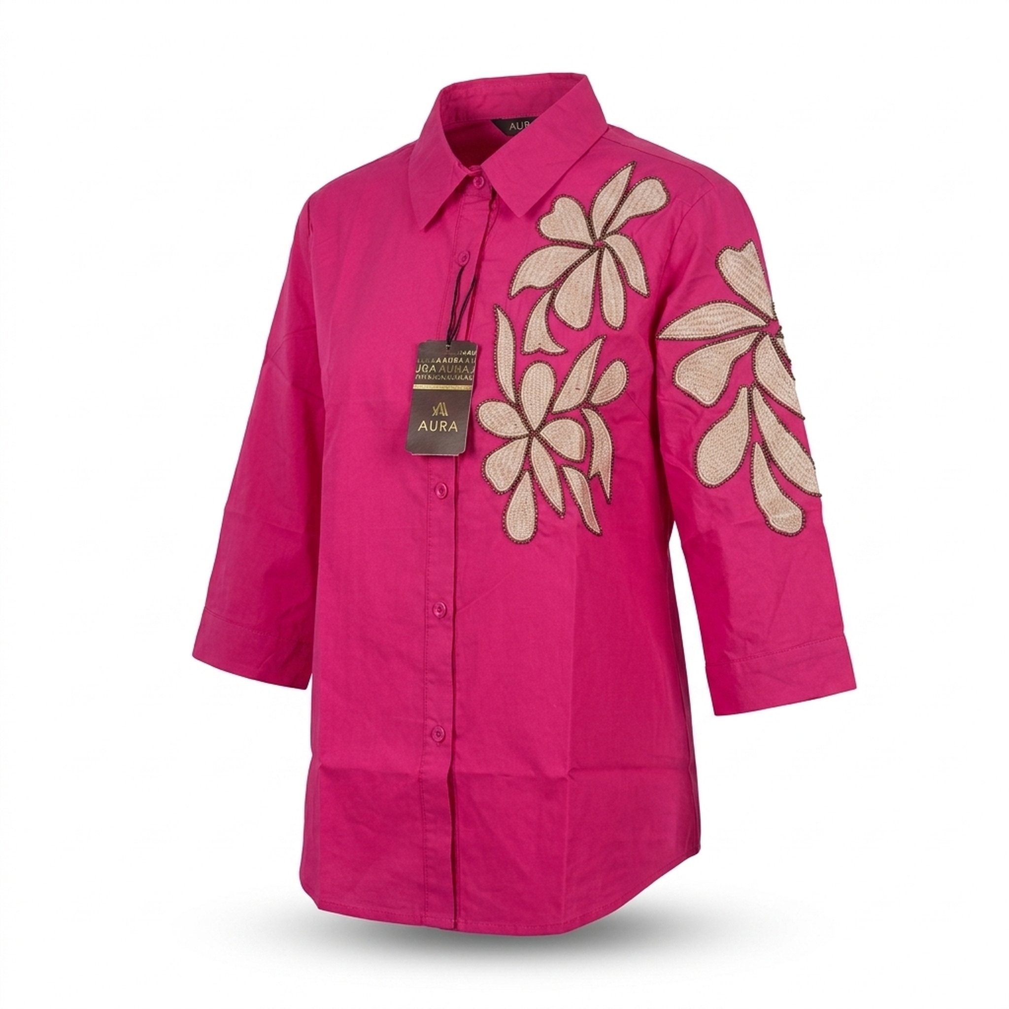 New Riwaz Garments Women's Hot Pink Embroidered Shirt 4