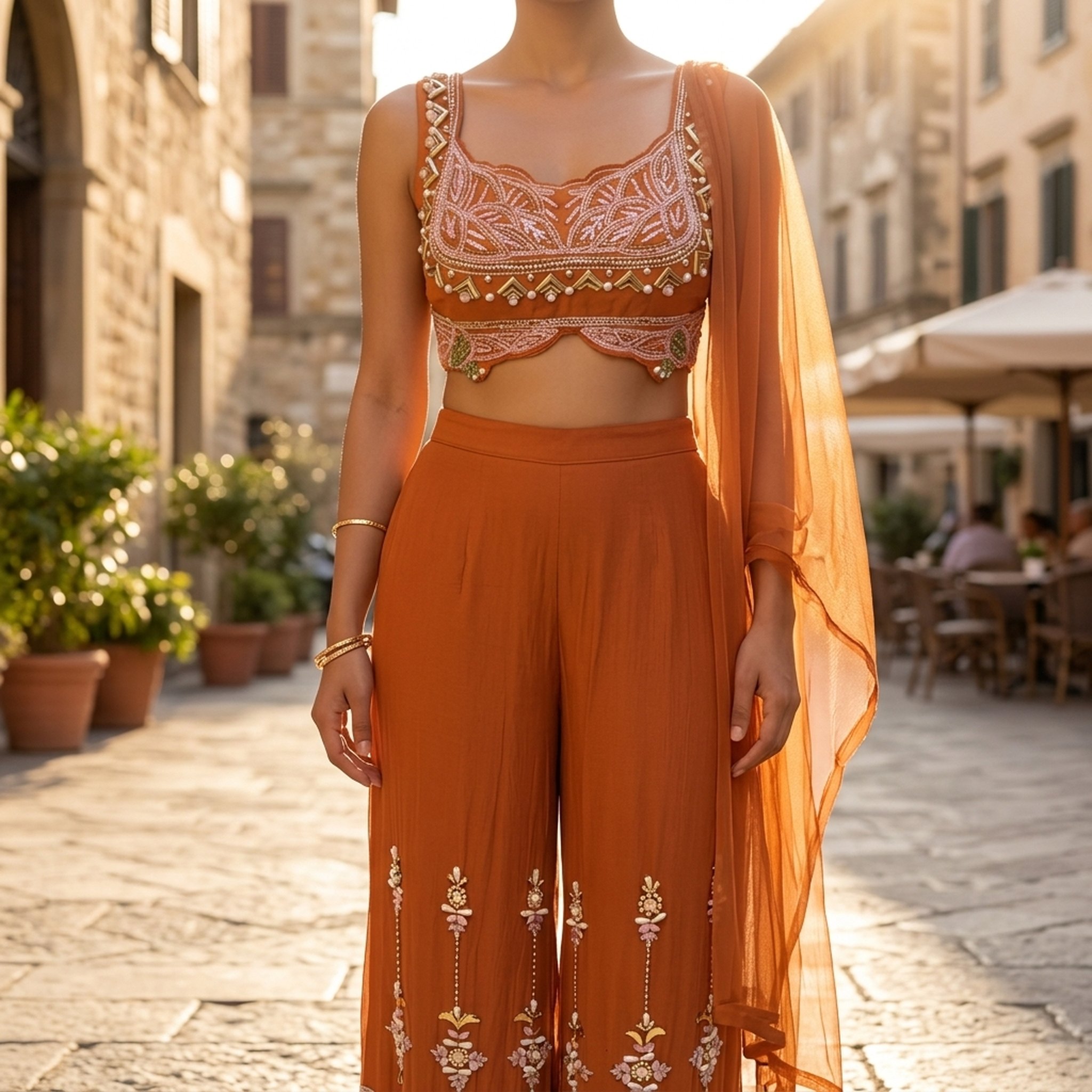 Alora by Shreshtha Hallen Women's Embroidered Palazzo Suit Set 5