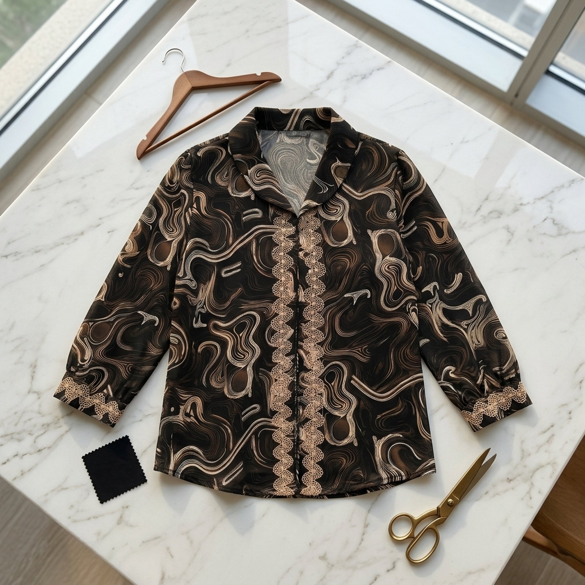 Style fit Women's Swirl Print Collared Blouse 5
