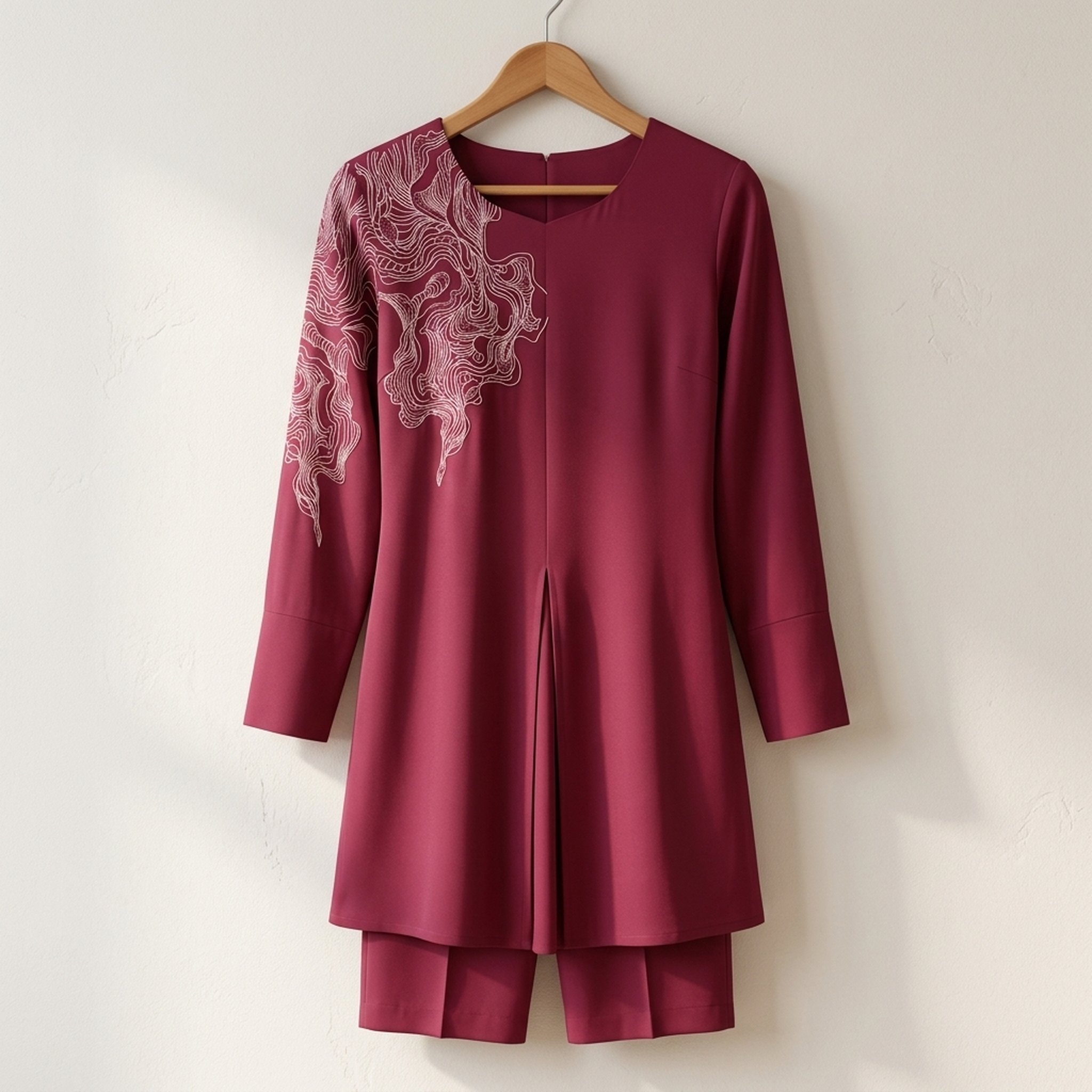 Style fit Women's Embroidered Maroon Tunic and Trousers 3