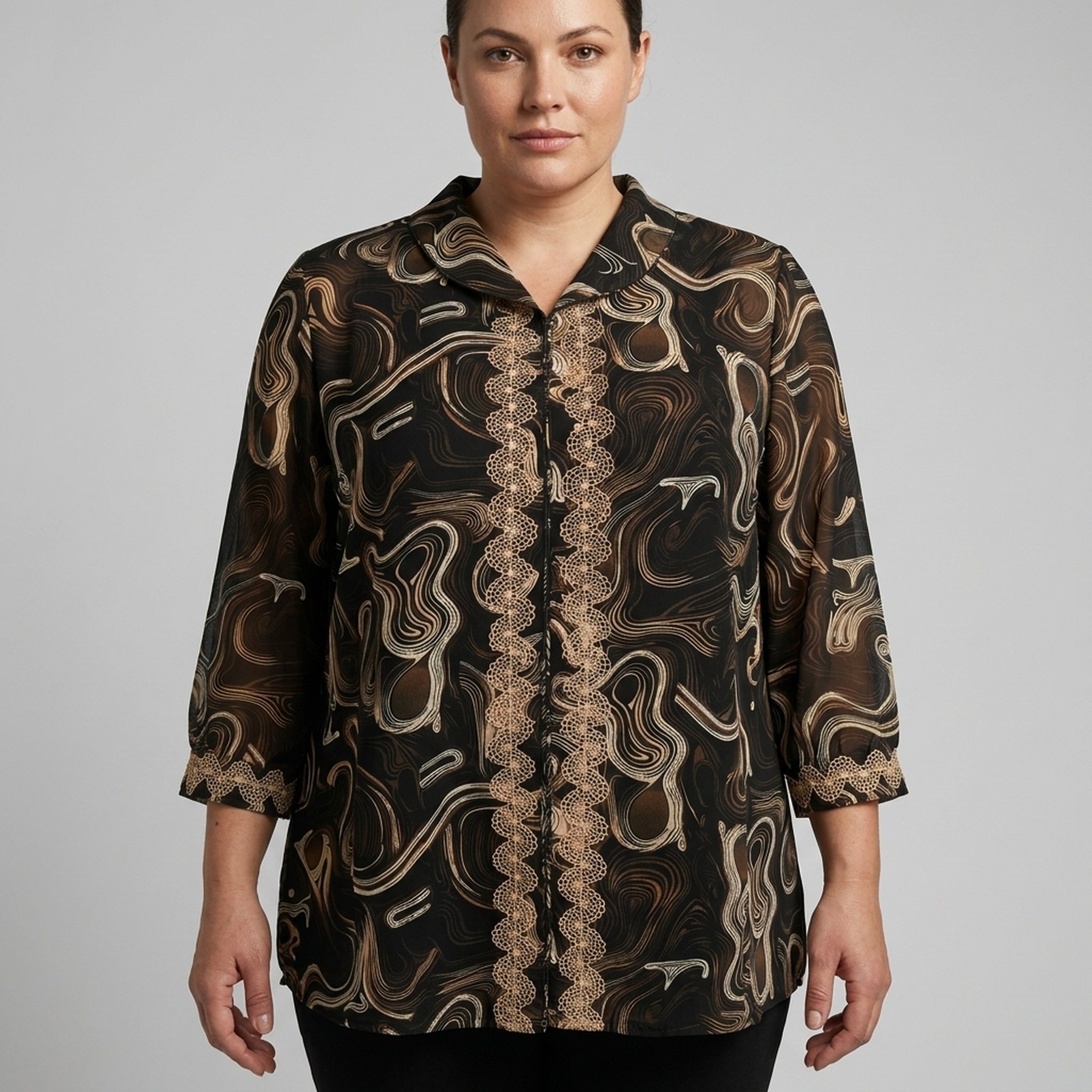 Style fit Women's Swirl Print Collared Blouse