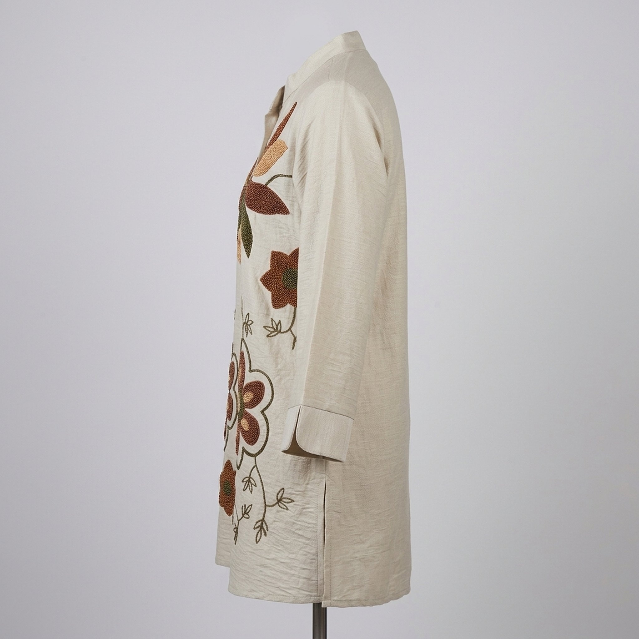 Style fit Beige Floral Embroidered Women's Tunic 3