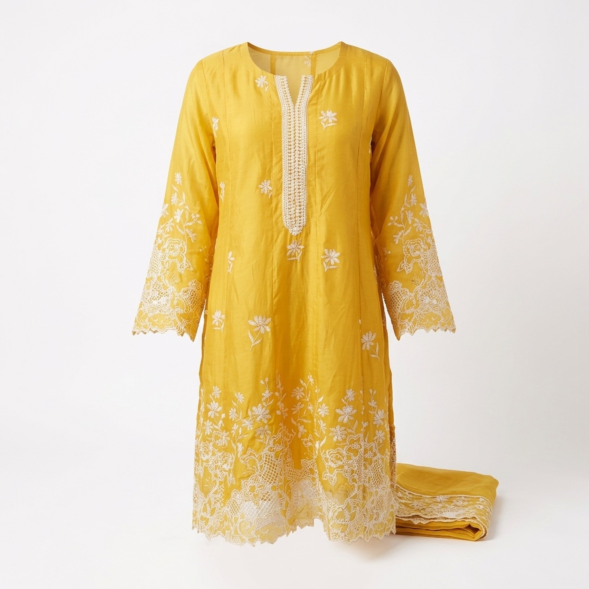 Style fit Yellow Embroidered Salwar Suit Set 4