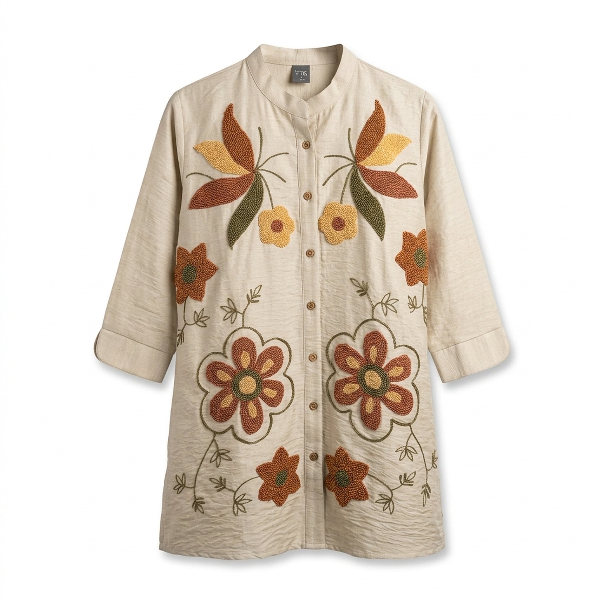 Style fit Beige Floral Embroidered Women's Tunic 4