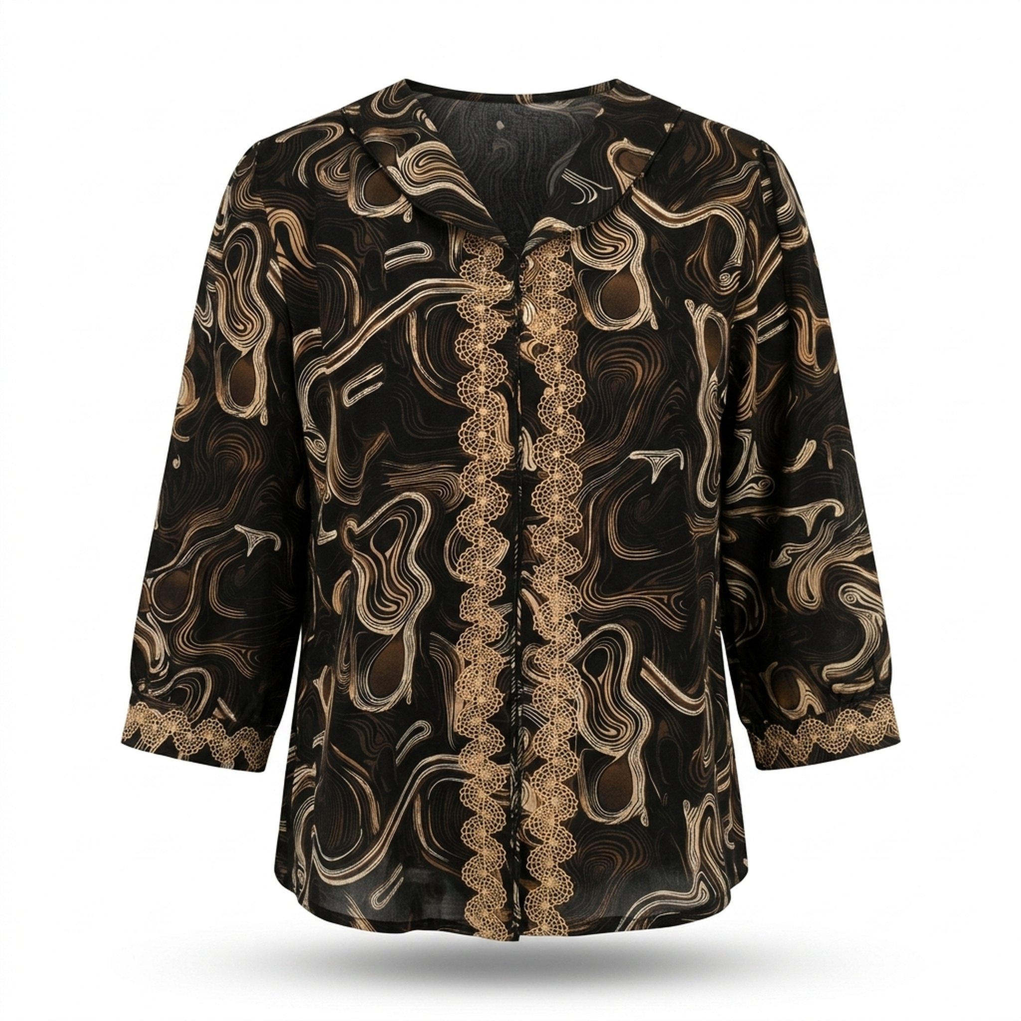 Style fit Women's Swirl Print Collared Blouse 3